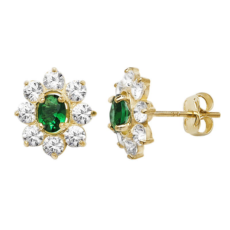 9ct CZ Emerald Earrings