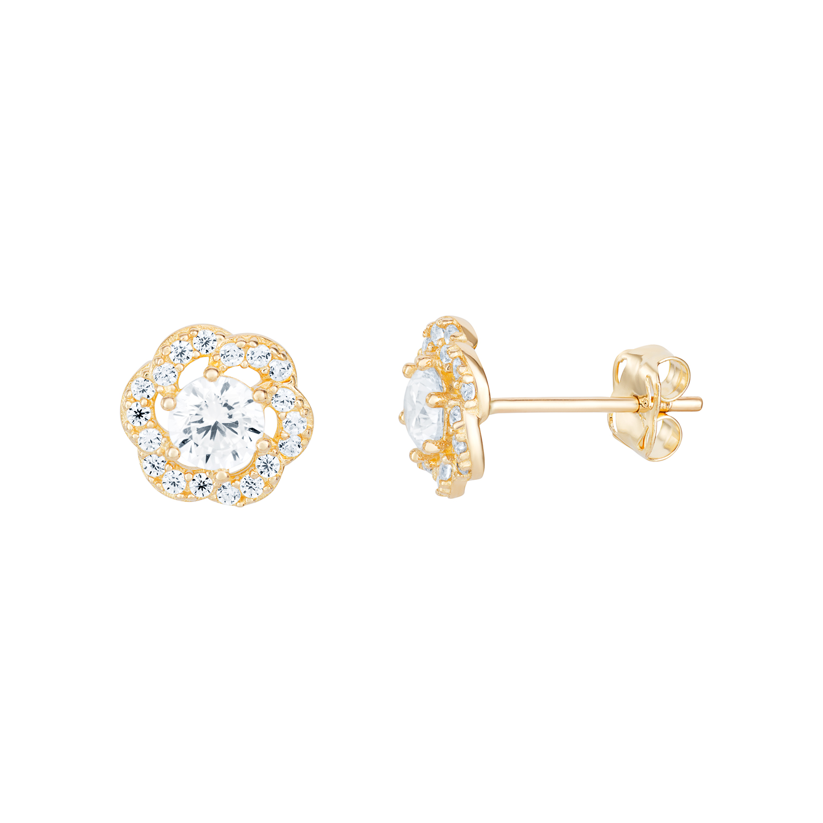 9ct Gold Hexagon Stud Earrings