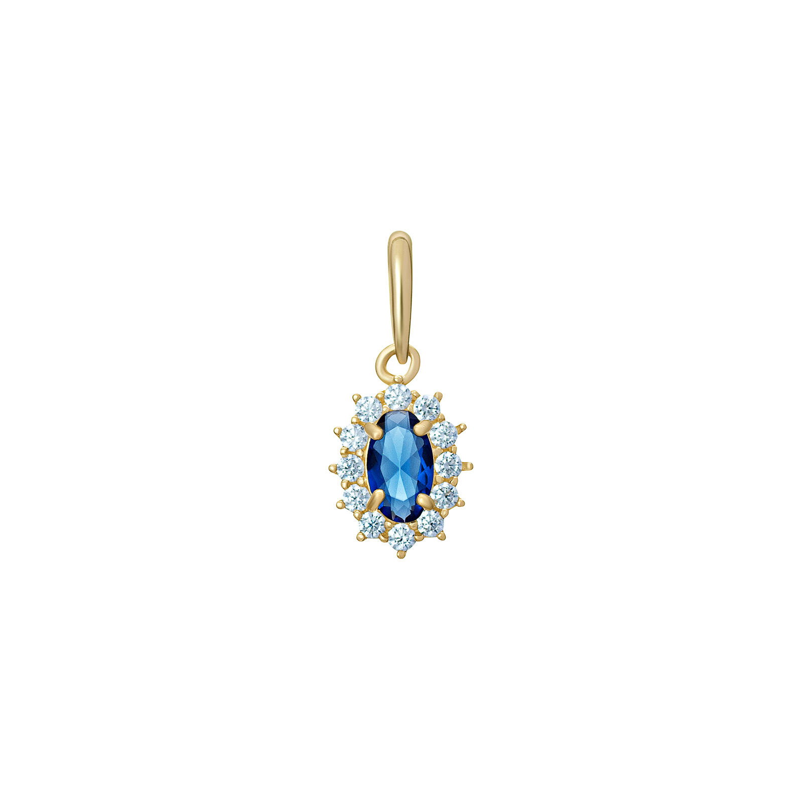 9CT CZ Sapphire Oval Pendant