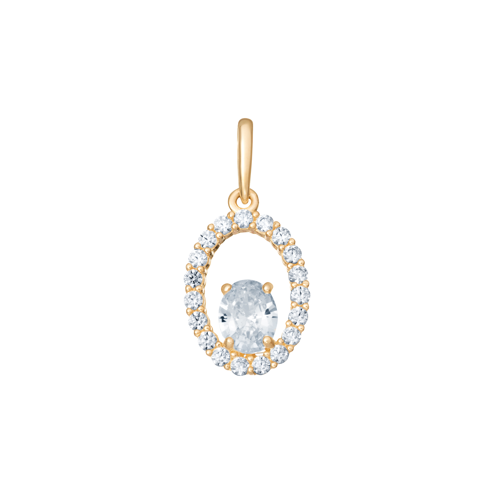 9ct CZ Oval Pendant