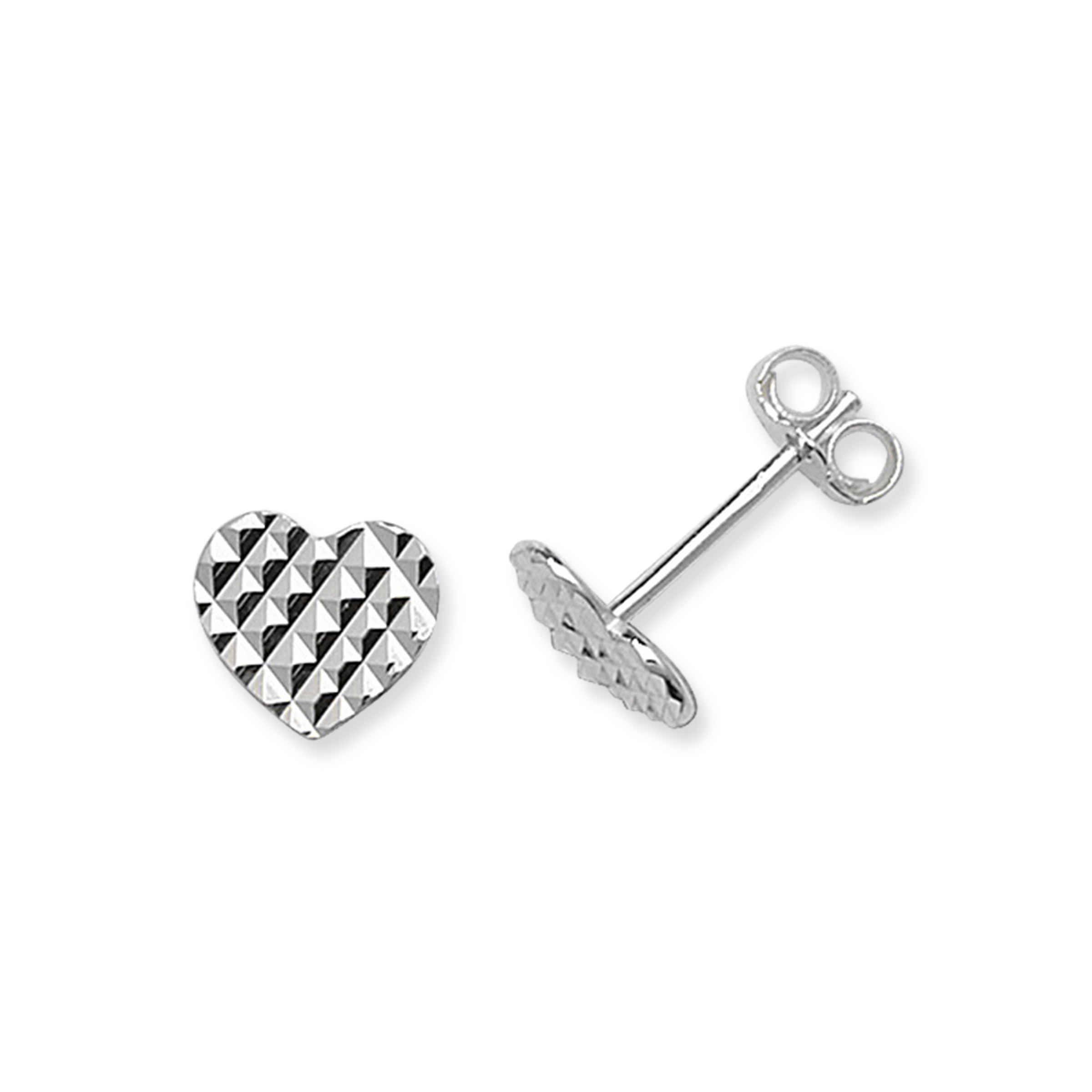 S/S Diamond Cut Heart Earrings