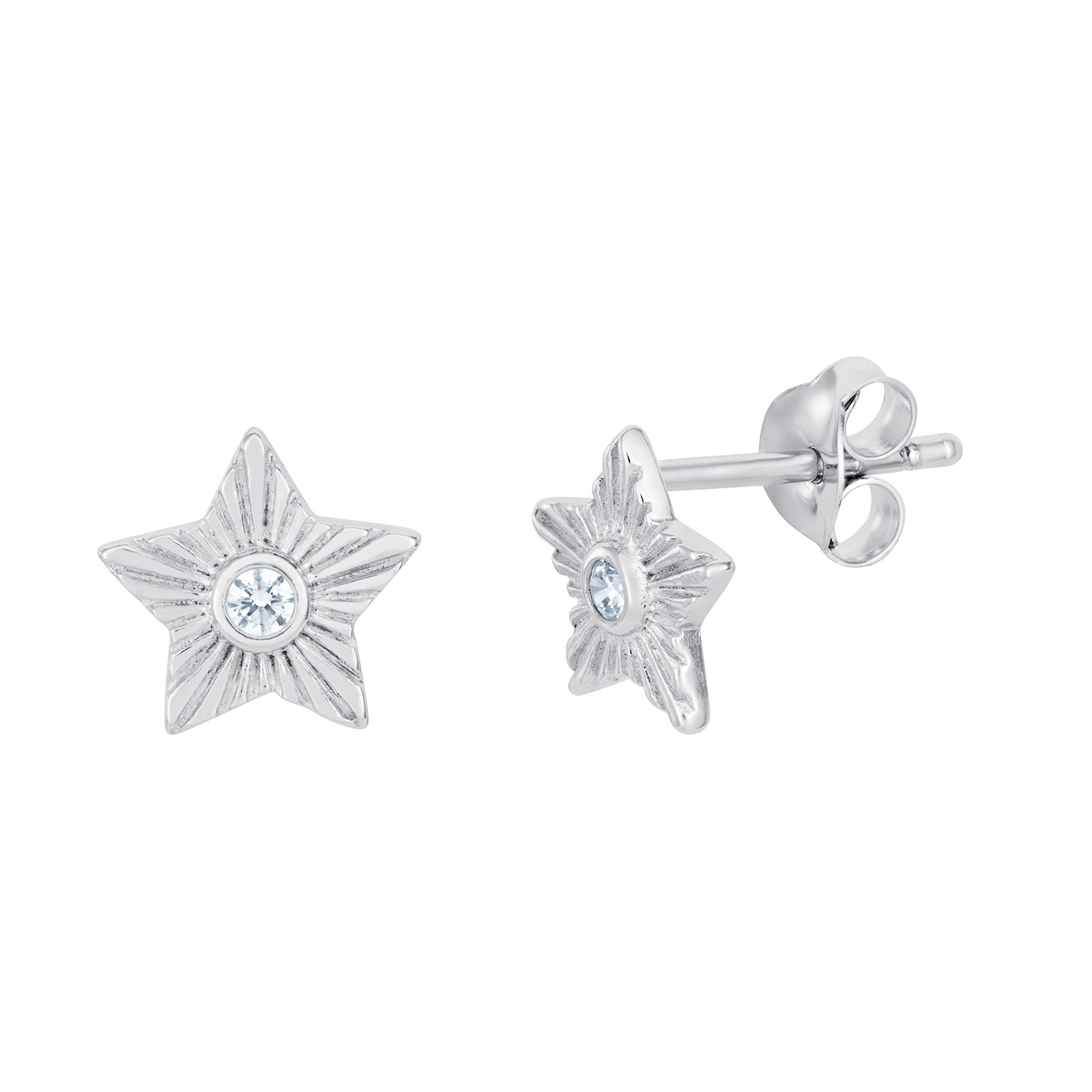 S/S CZ RP Star Earrings