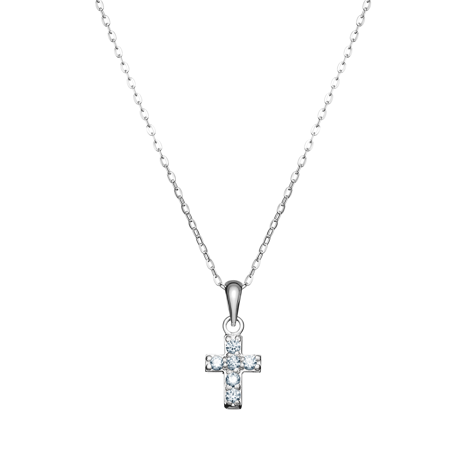 S/S CZ Cross Necklace