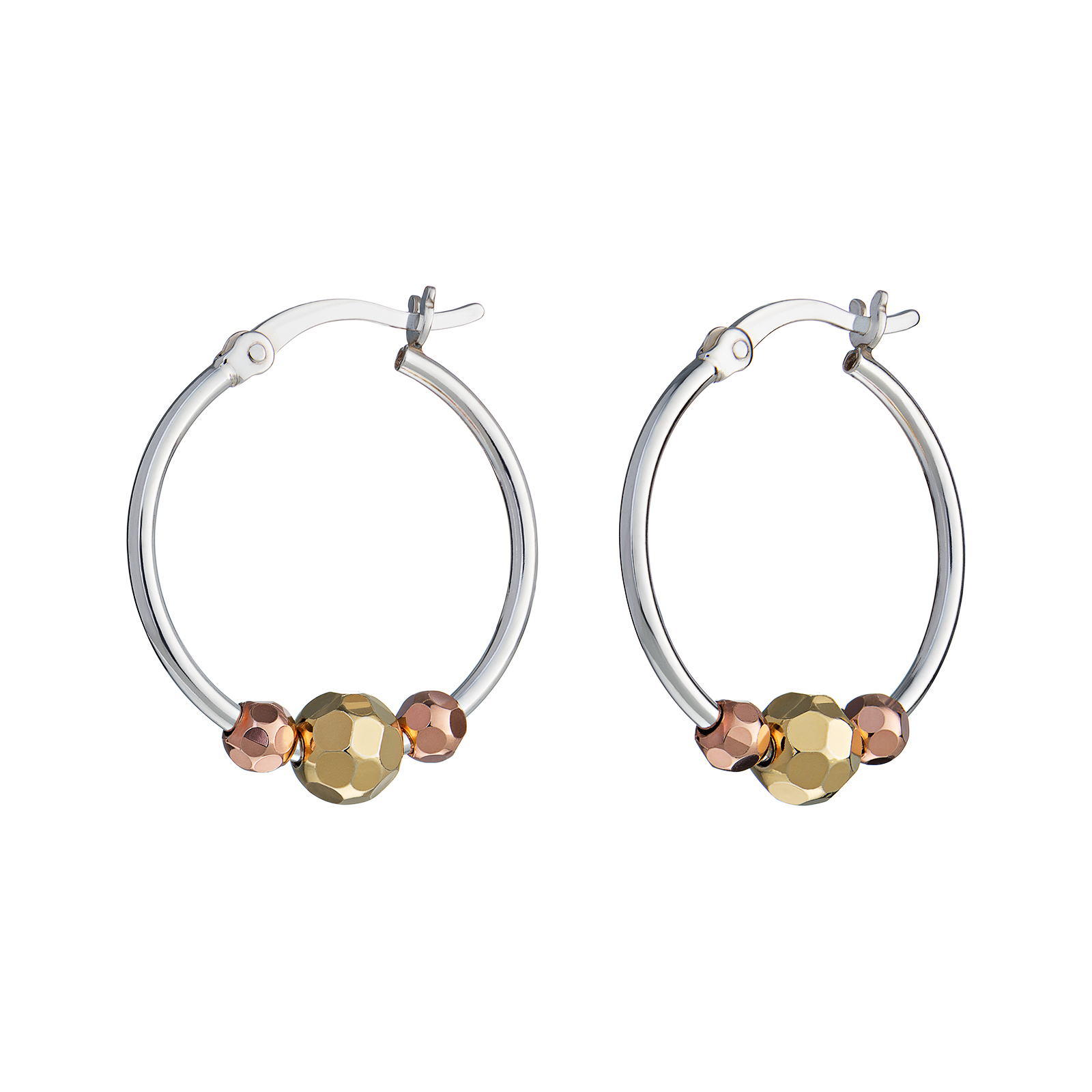 S/S FL/Gold R/G Polish Hoop Earrings