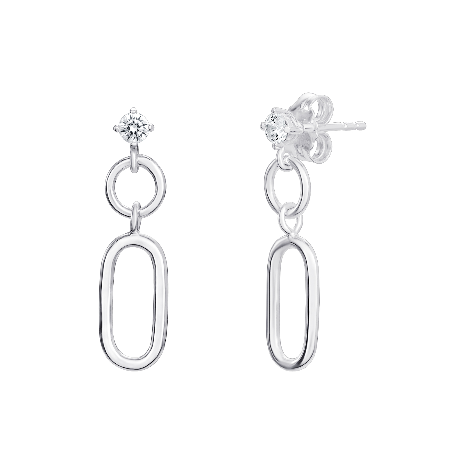 CZ Drop Link Earrings