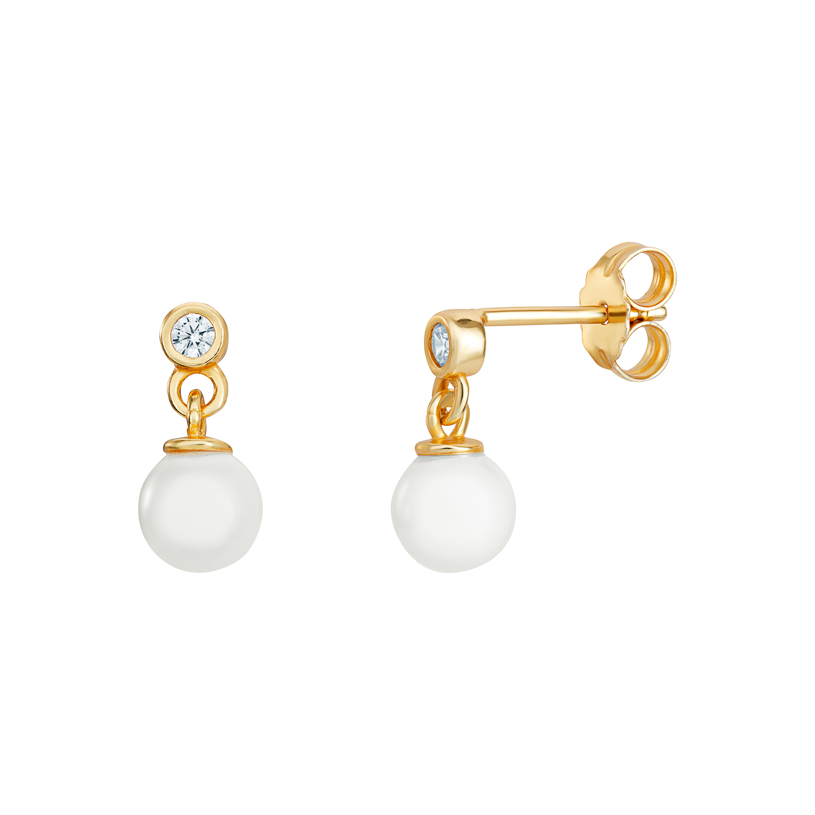 CZ G/P Pearl Earrings