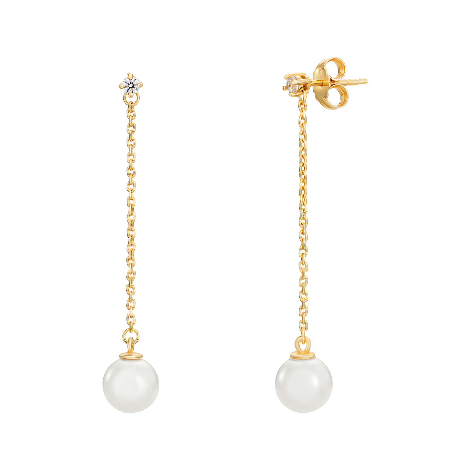 CZ G/P Drop Pearl Earrings