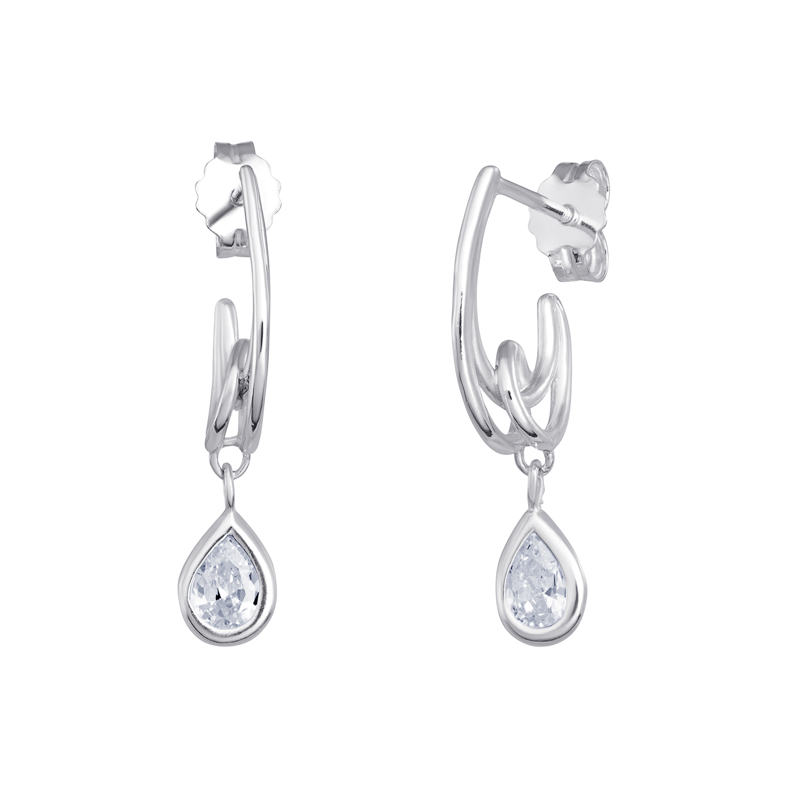 S/S CZ Fancy Drop Earrings