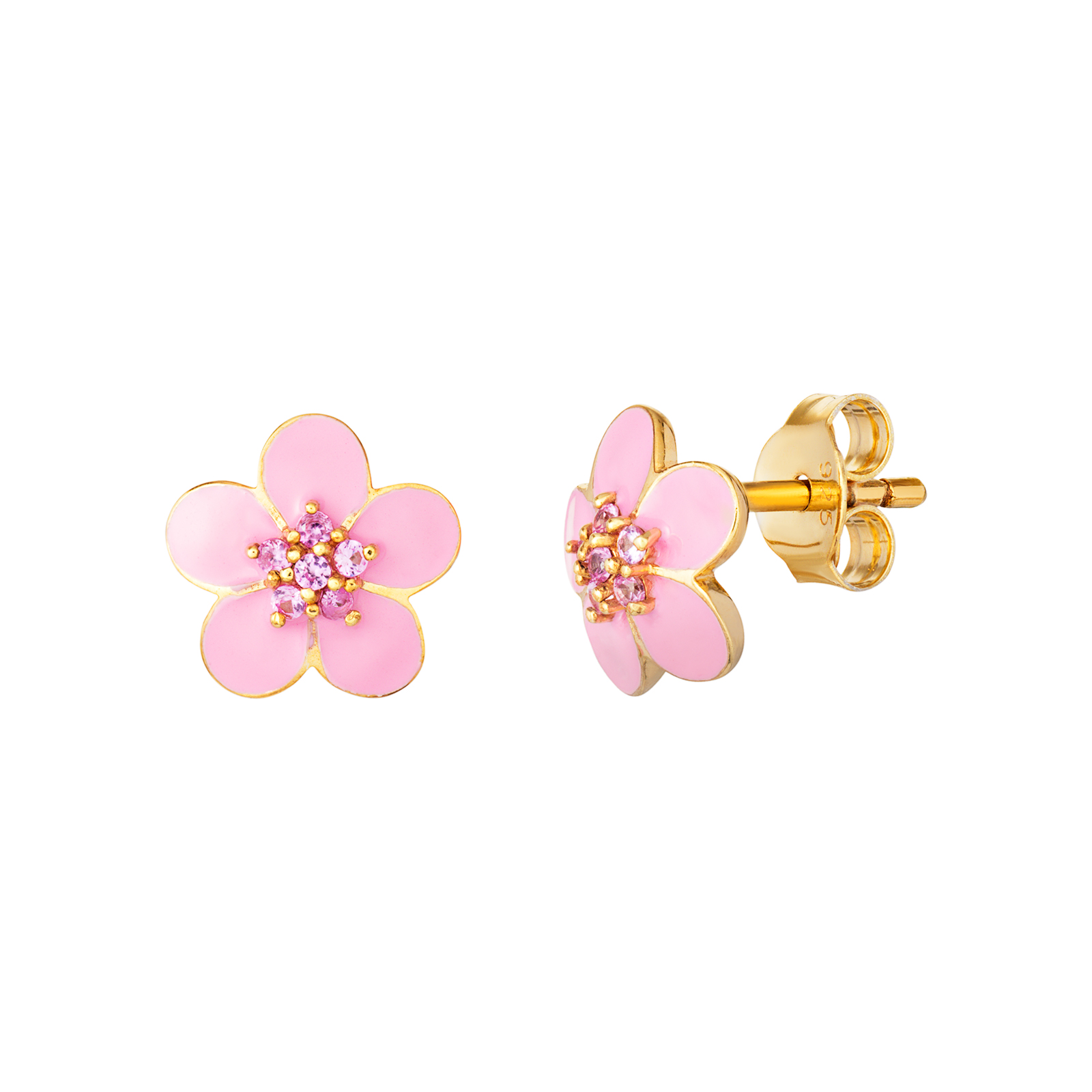 S/S CZ Coloured Flower Earrings