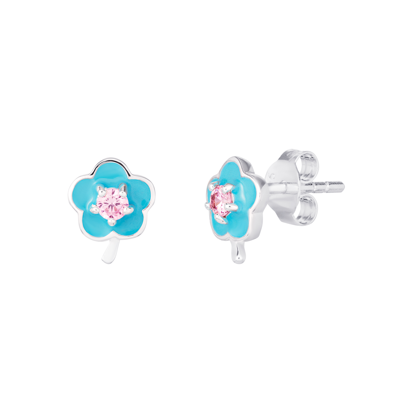 S/S CZ Blue Coloured Earrings