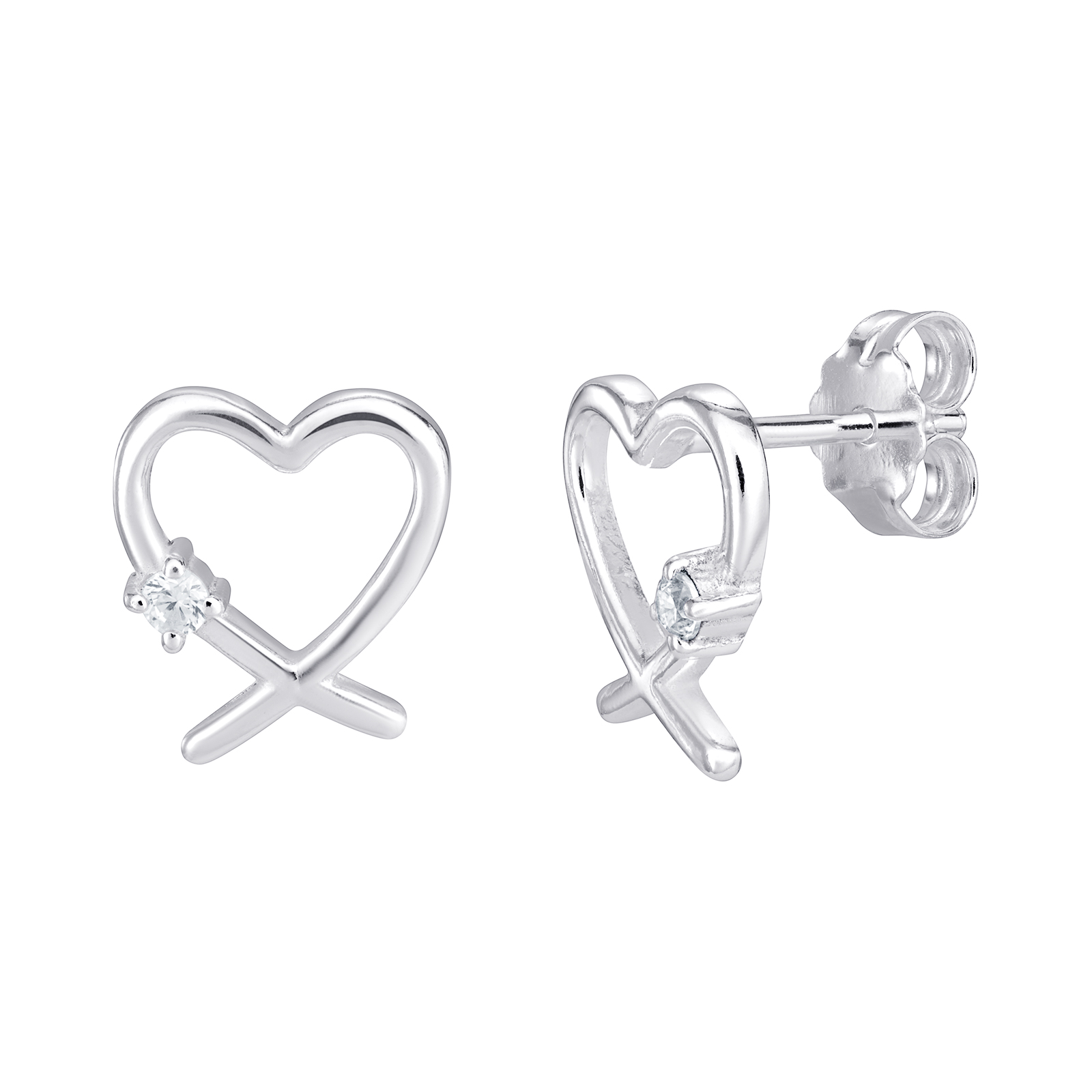 S/S CZ Heart Earrings