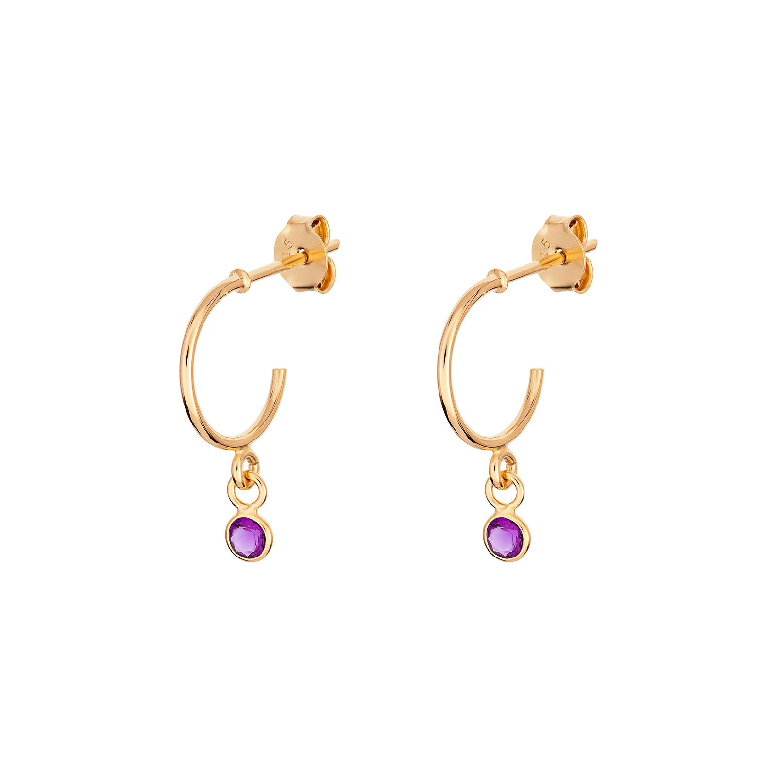 S/S C/Z AMETHYST G/P HOOP E/R