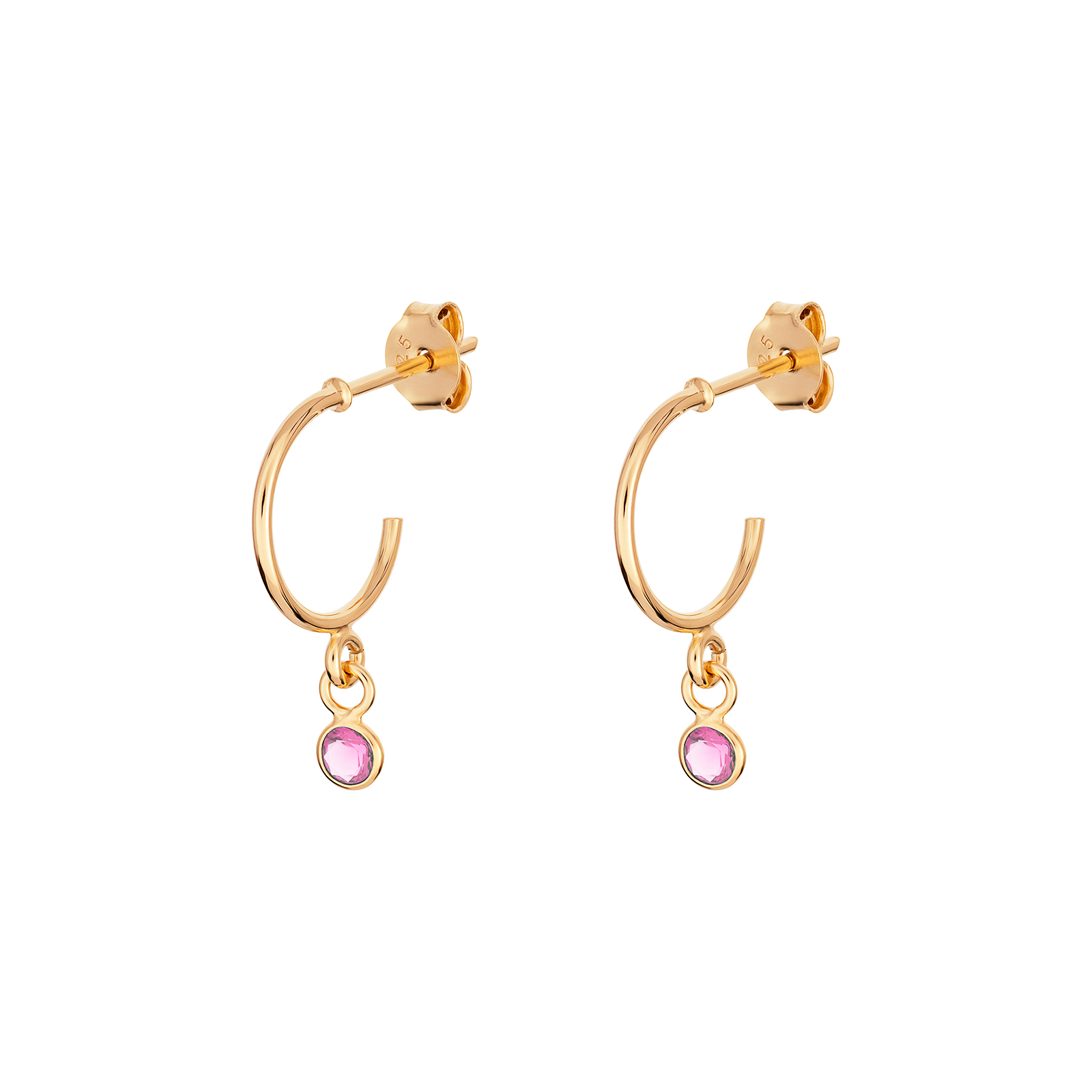 S/S C/Z PINK TOURMALINE G/P HOOP E/R