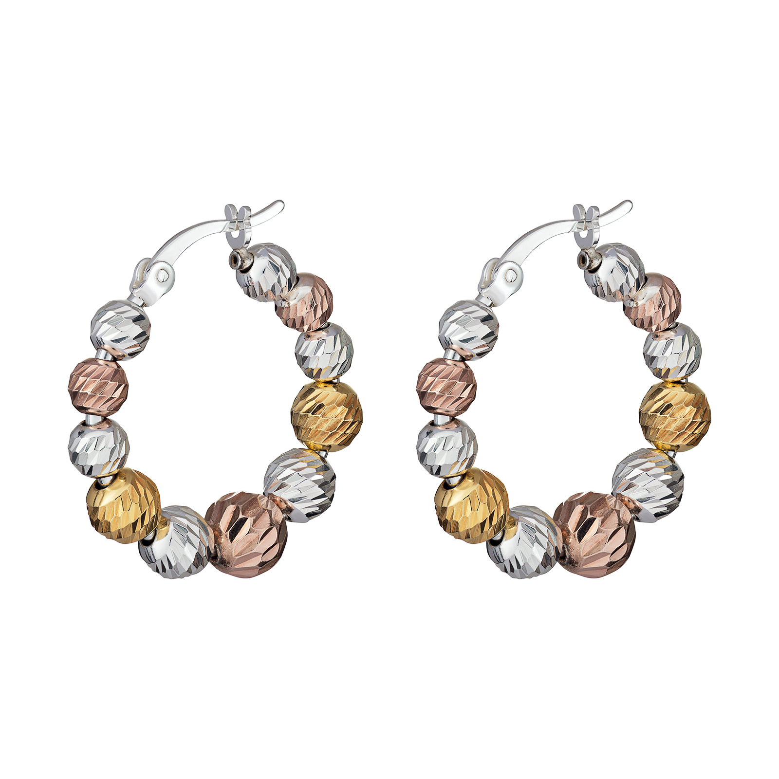 S/S Three Coloured Bead Hoop Earrings