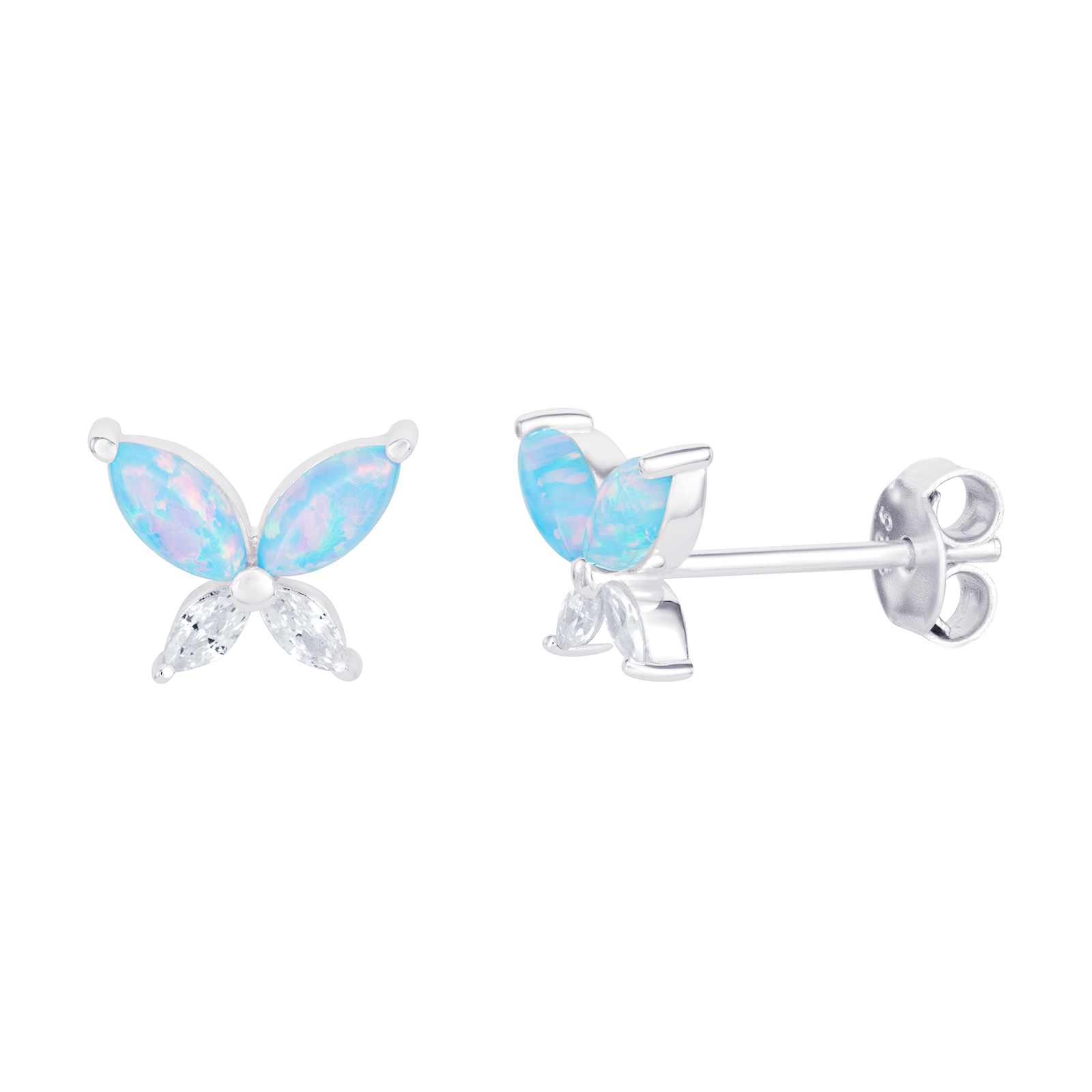 S/S CZ Opal Butterfly Earrings