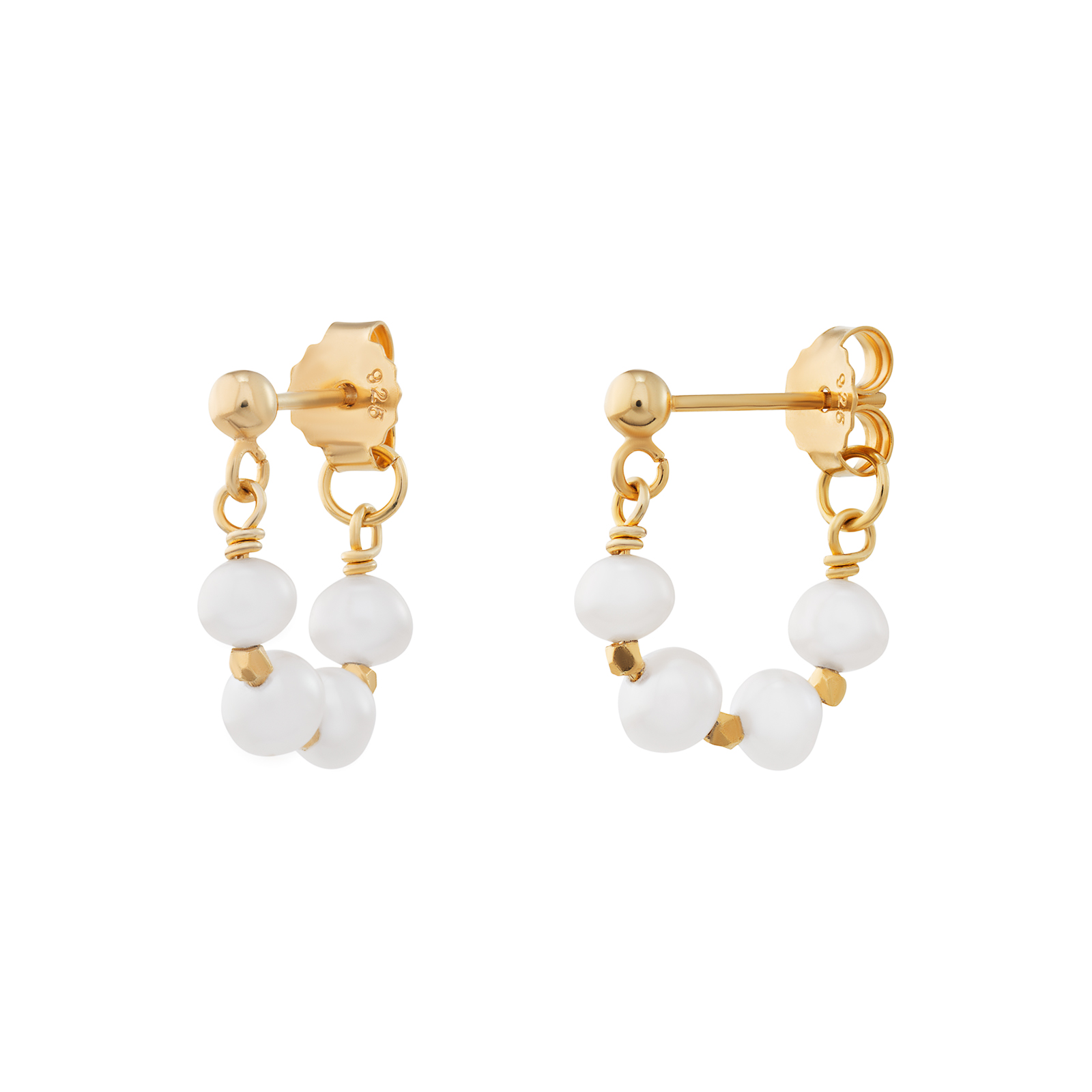 S/S G/P Pearl Hoop Earrings