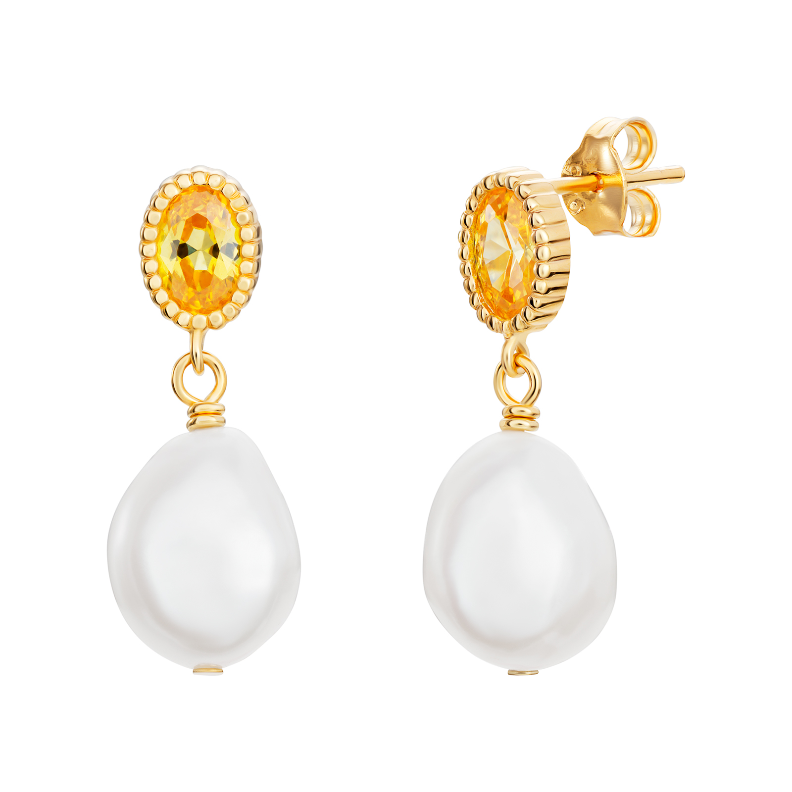 S/S G/P Pearl Drop Earrings