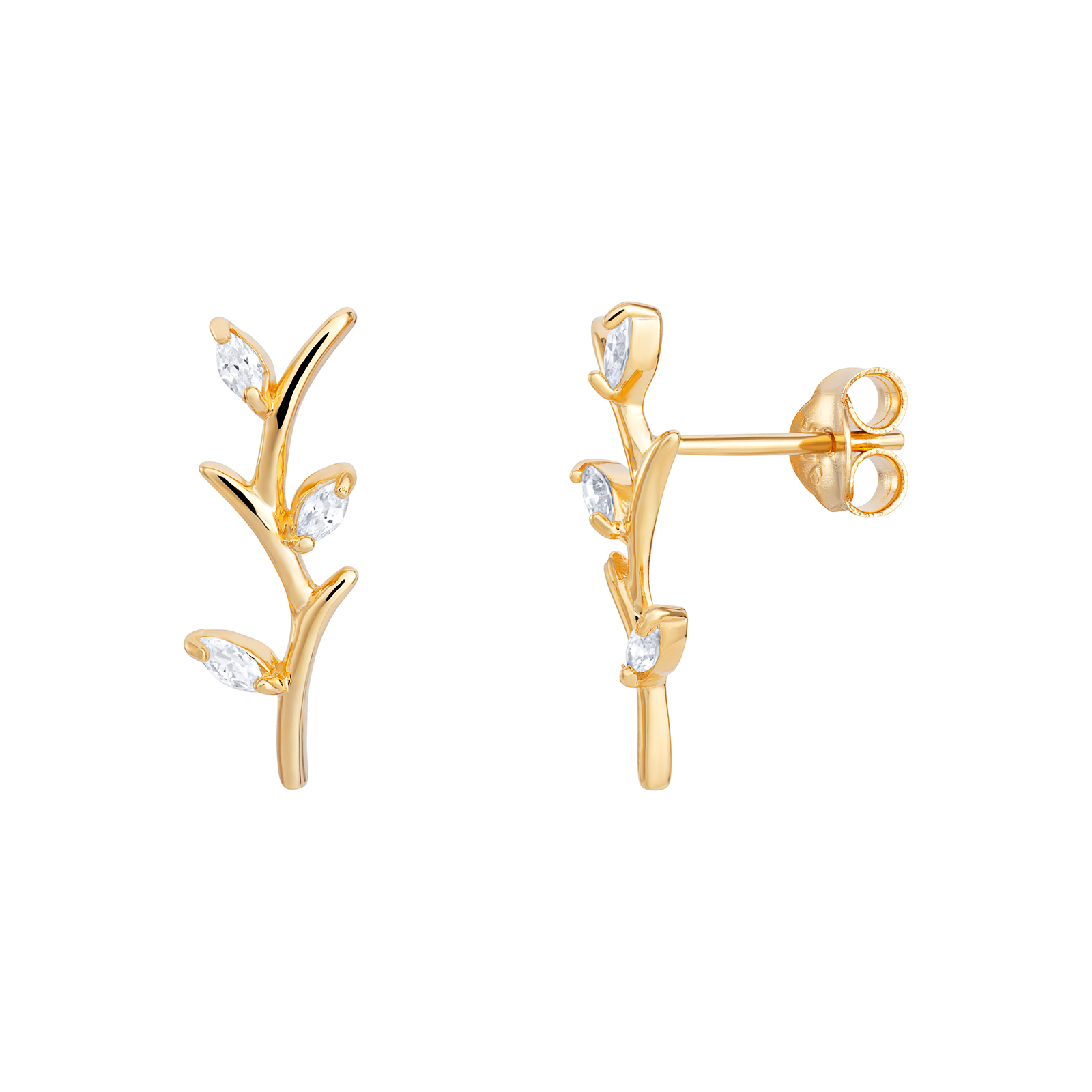 S/S G/P CZ Leaf Earrings