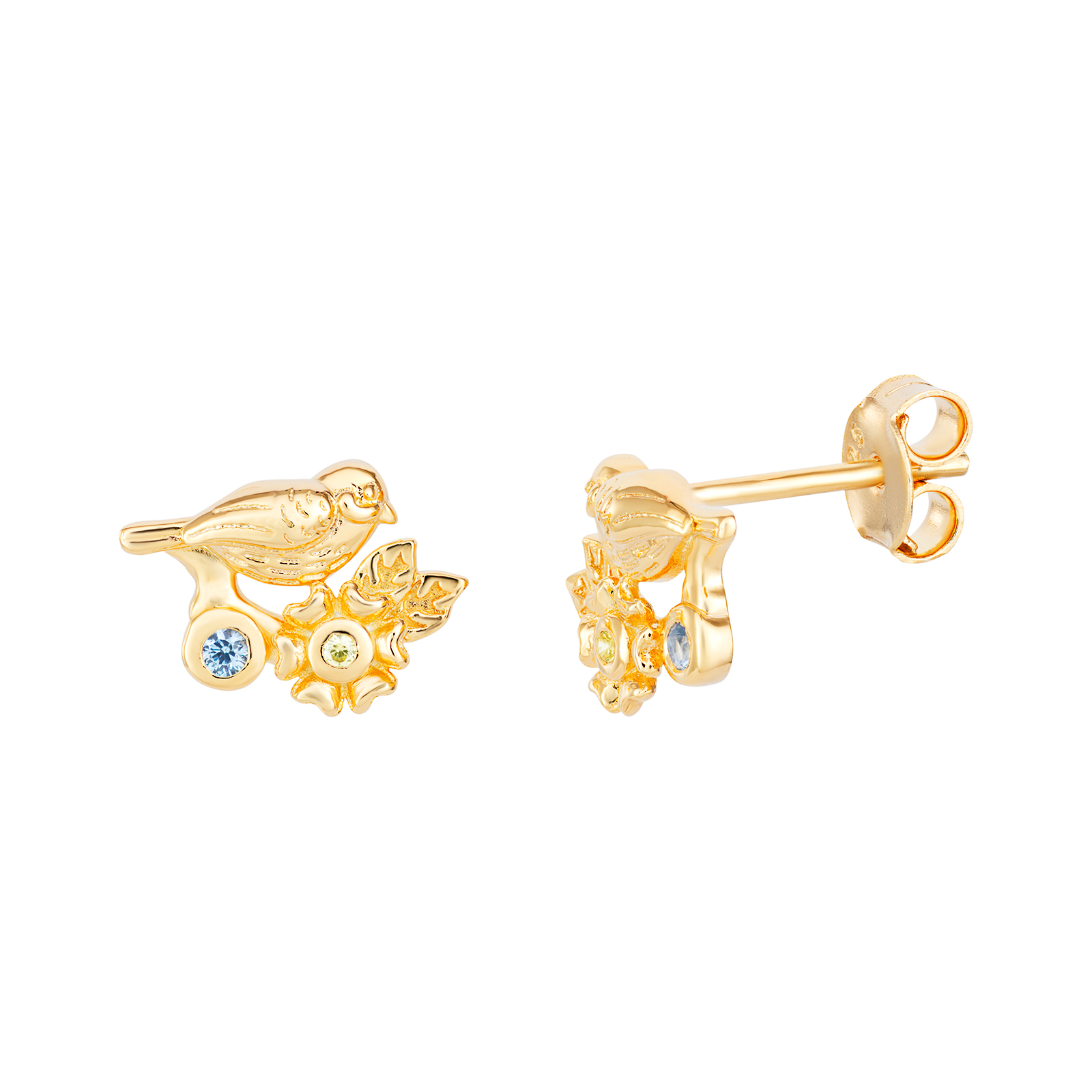 S/S G/P CZ Bird Earrings