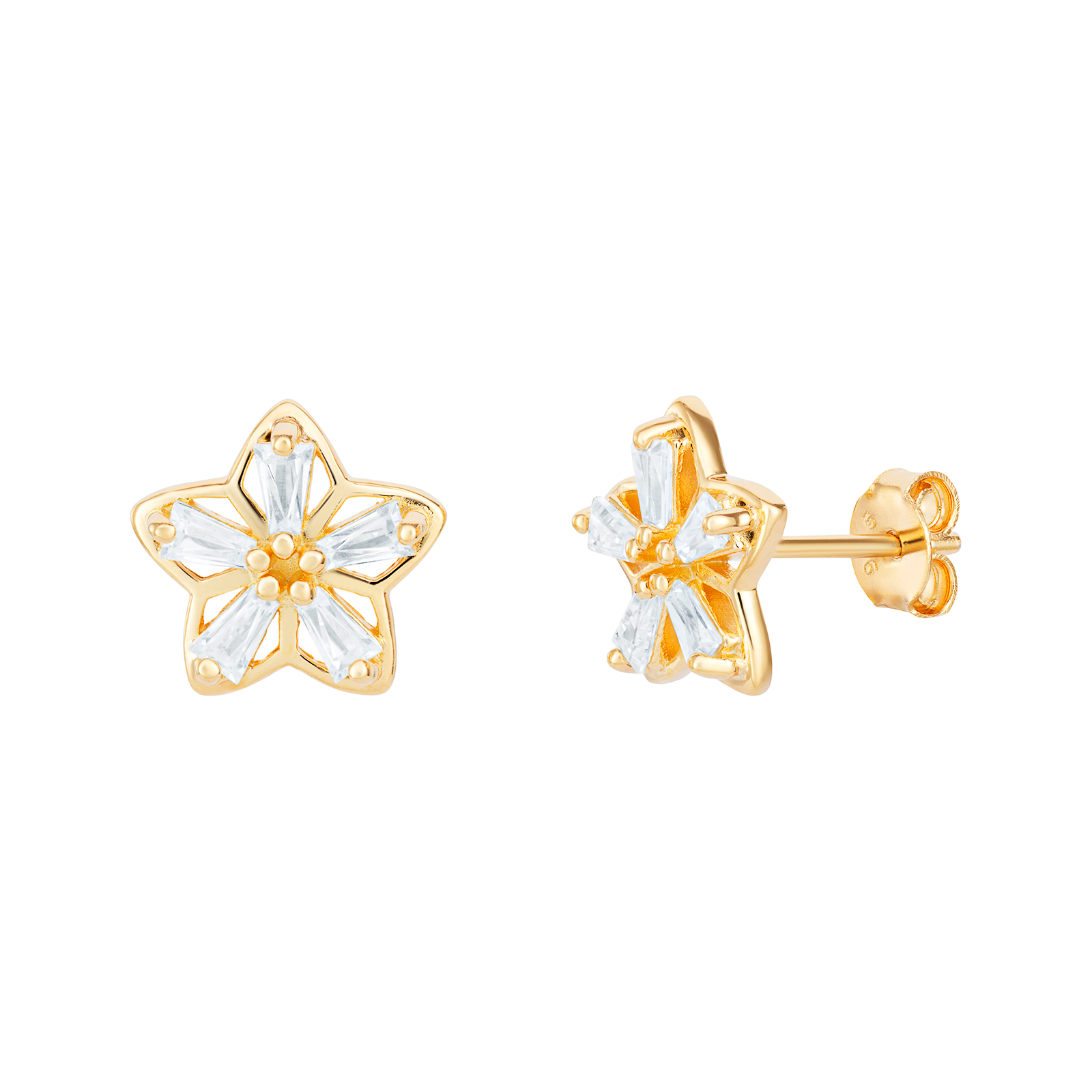 S/S G/P CZ Flower Earrings