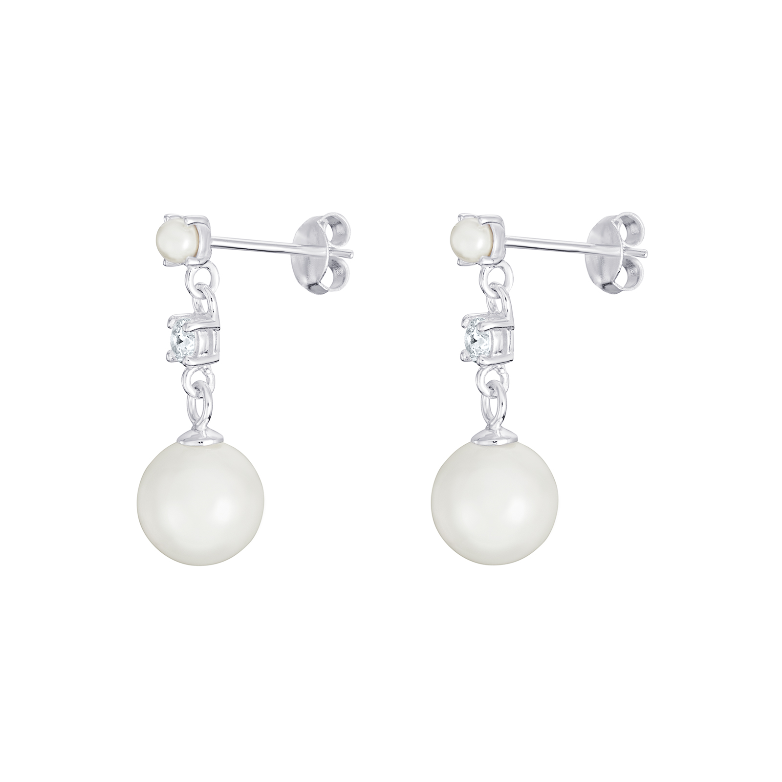 S/S CZ Pearl Drop Earrings