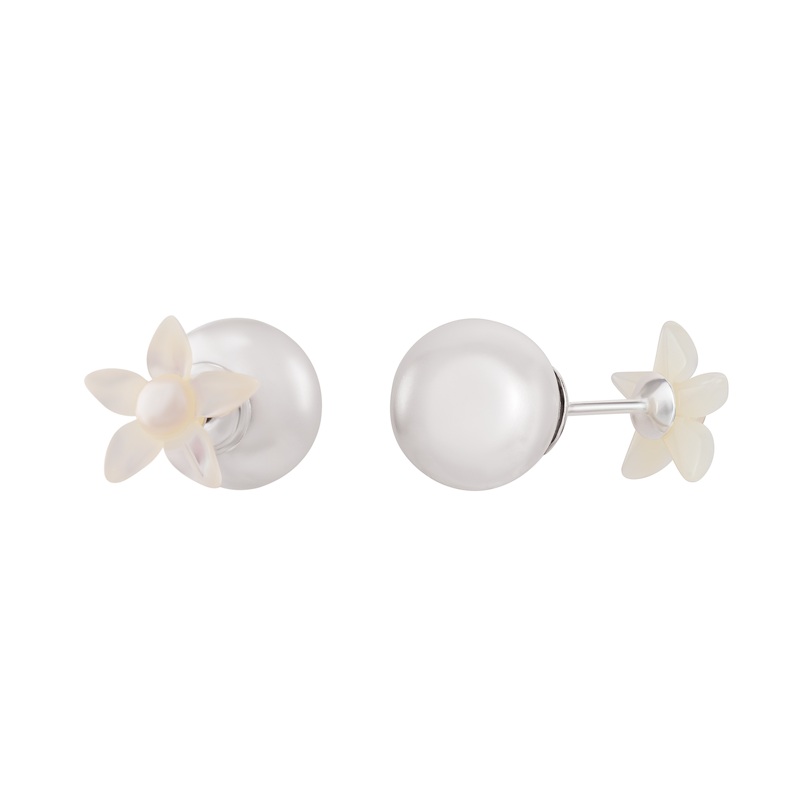 S/S Flower Pearl Stud Earrings