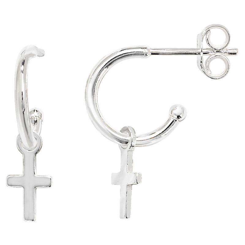 S/S 12MM Cross Hoop Earrings