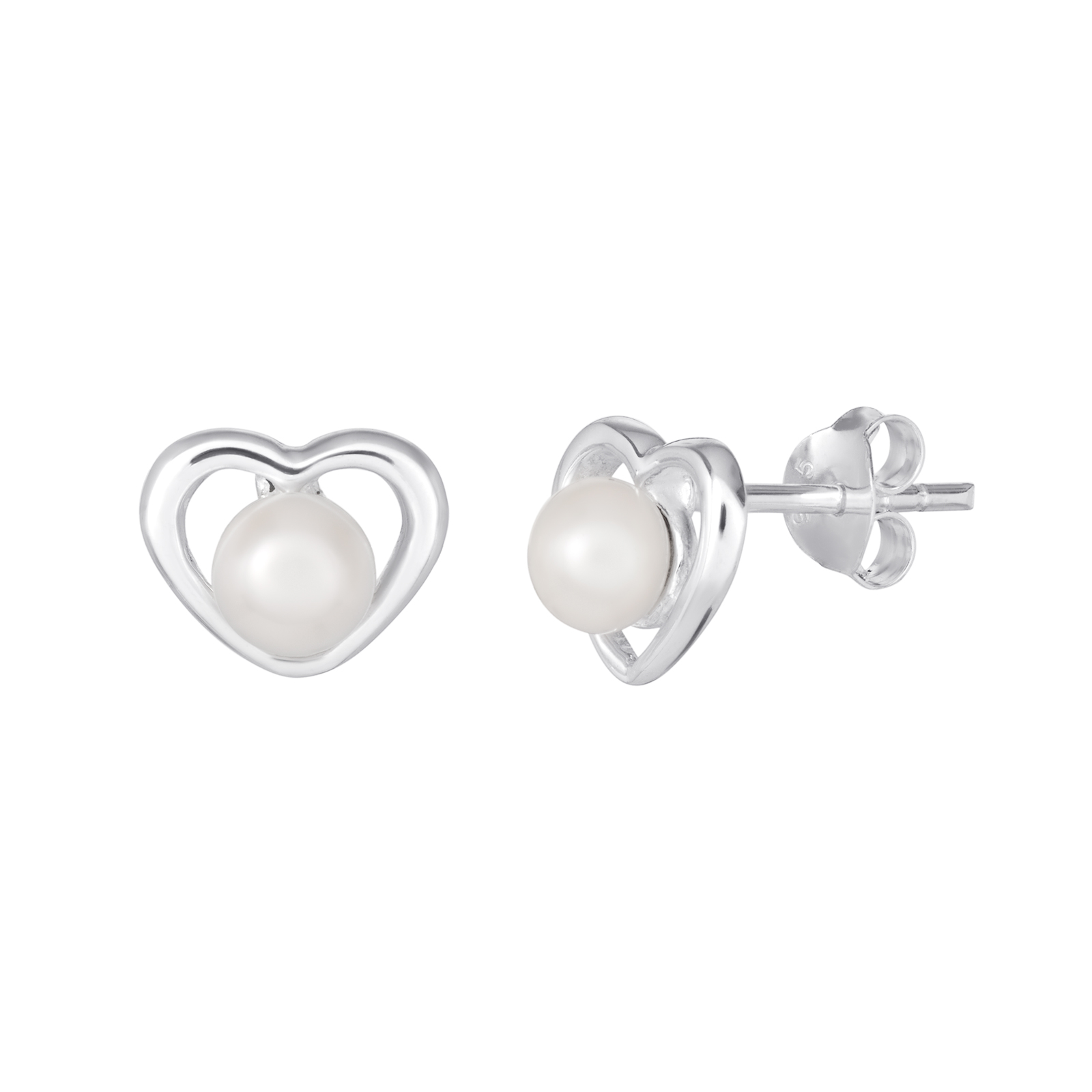 S/S Heart Pearl Earrings