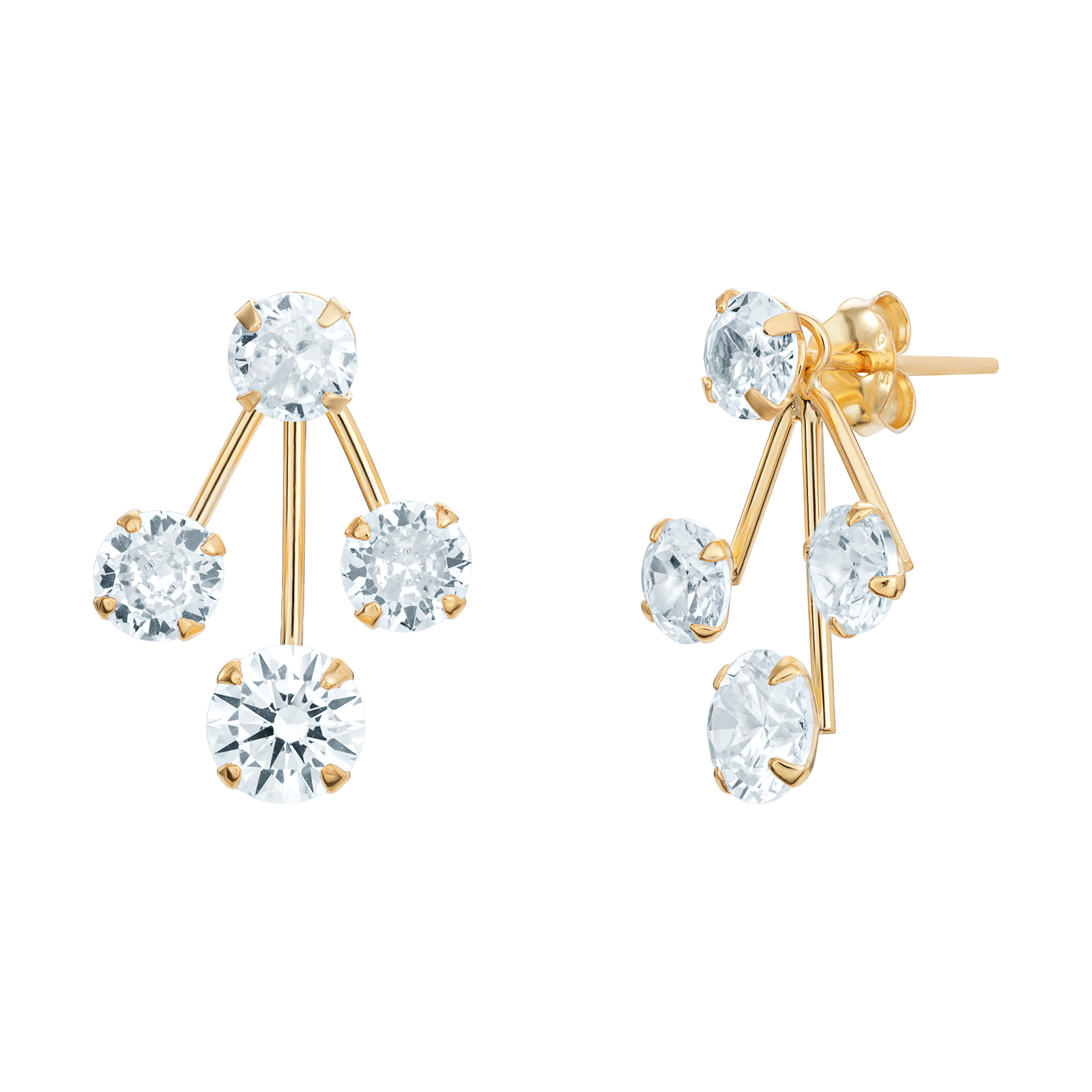 S/S G/P Two in One CZ Earrings