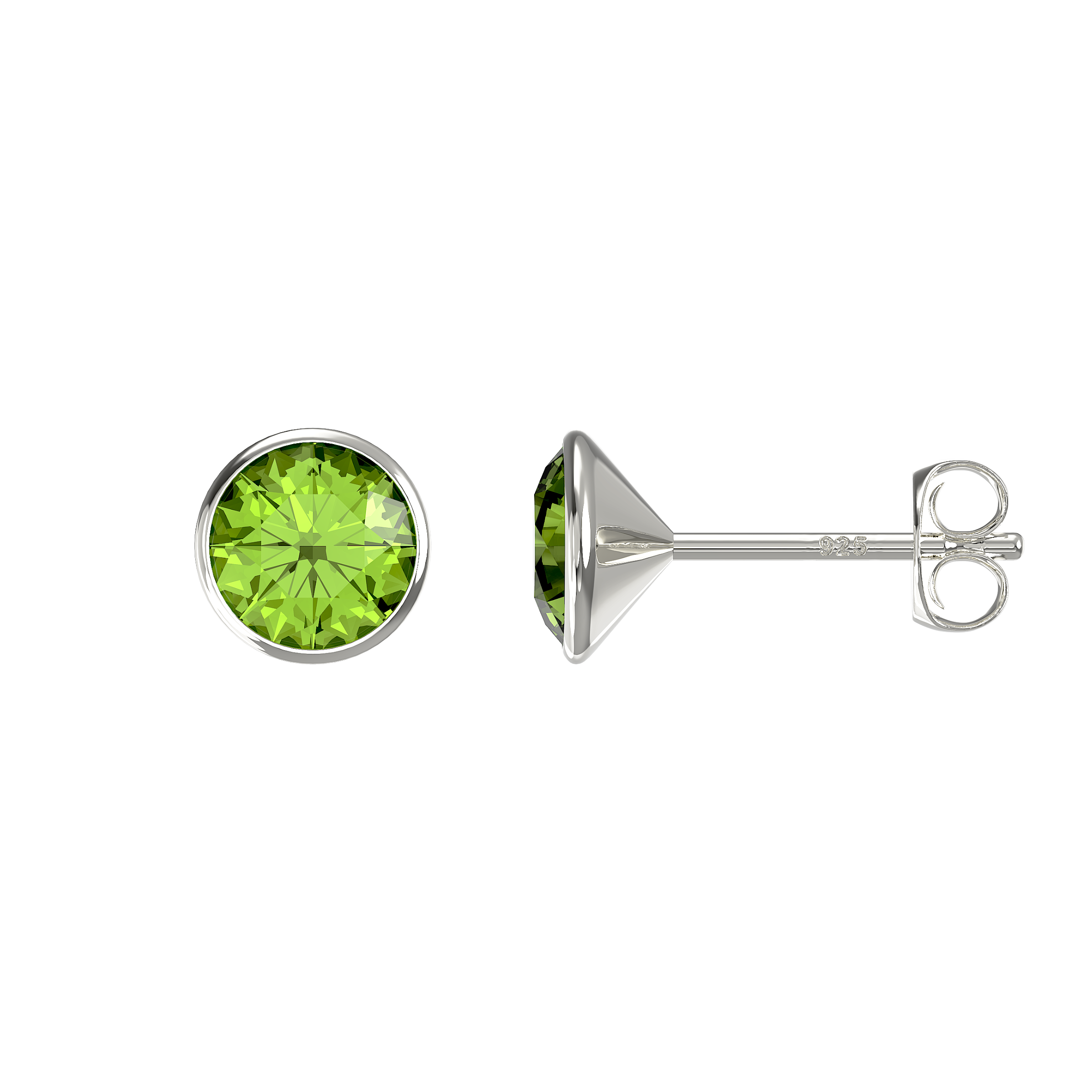 Peridot Coloured CZ Stud Earrings