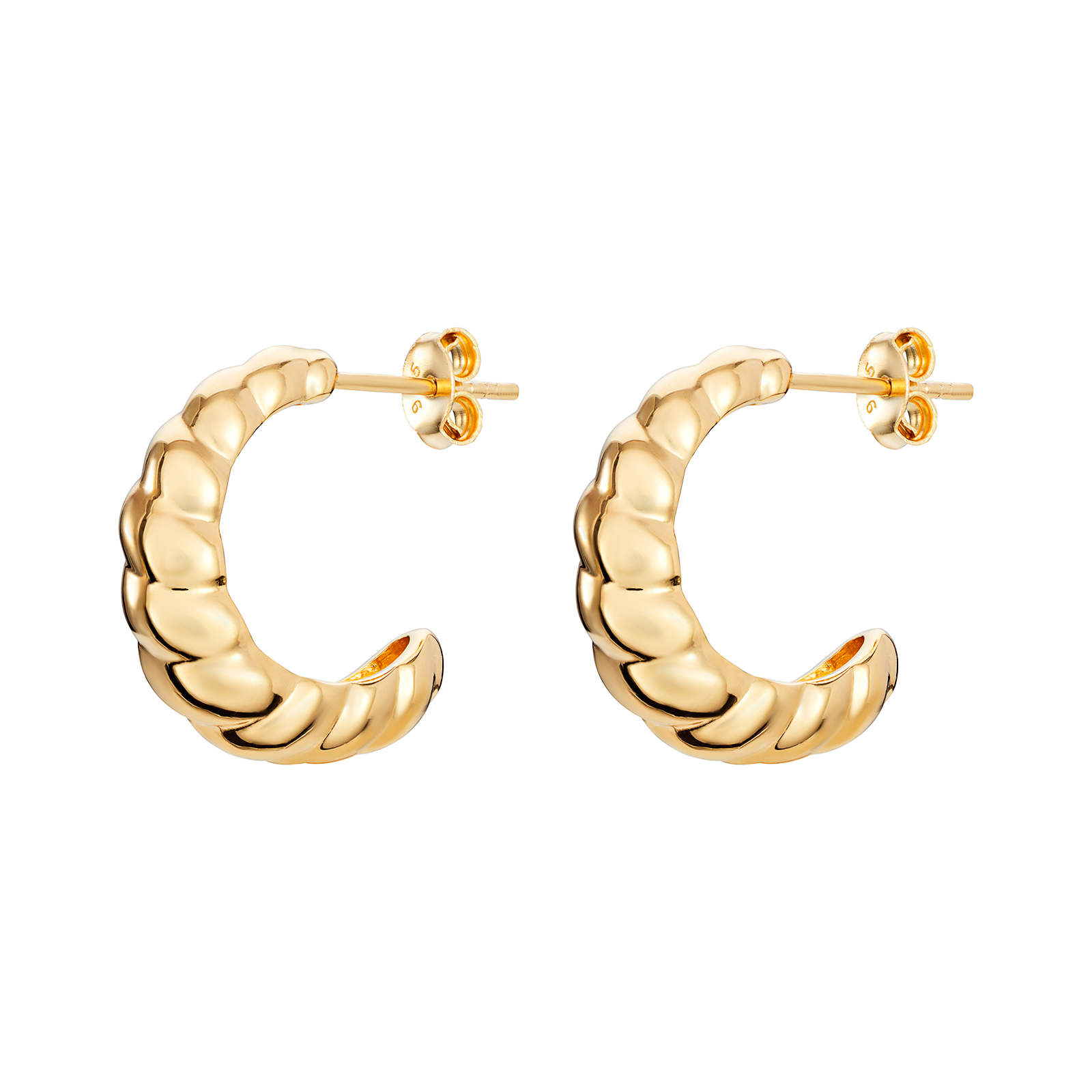 S/S G/P Ribbed Hoop Earrings