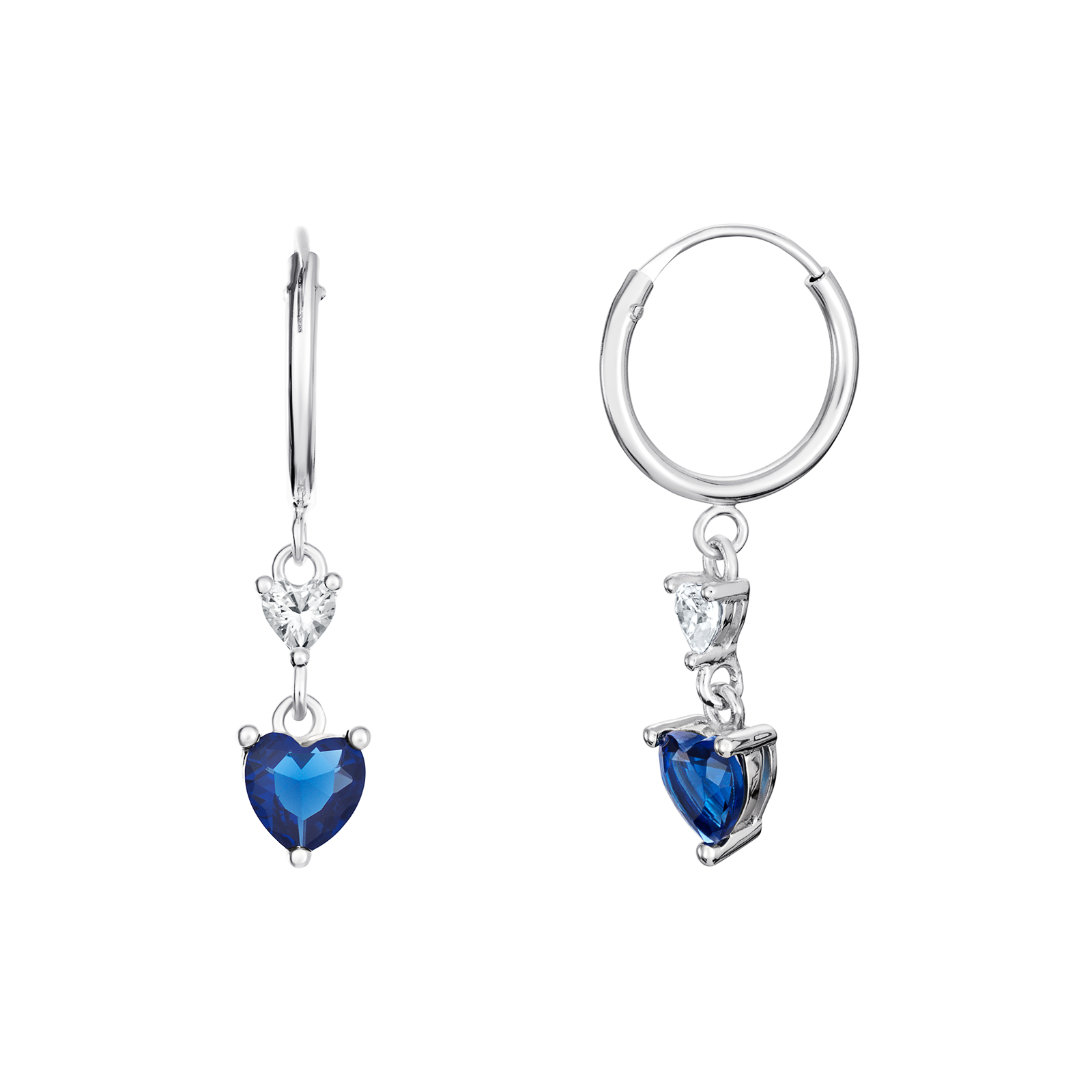 S/S R/P CZ Sapphire Hoop Earrings