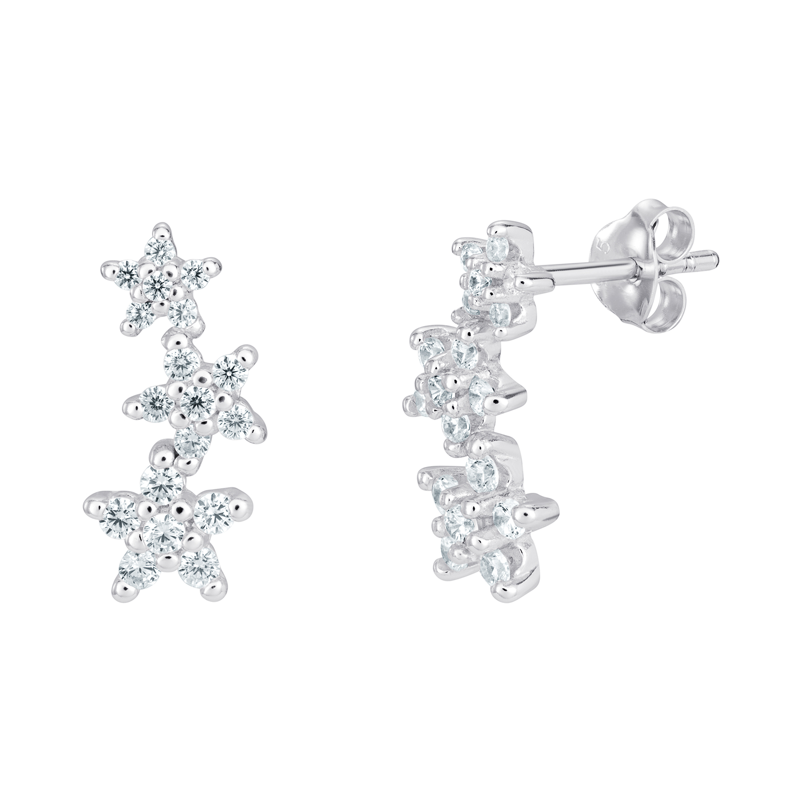 S/S R/P CZ Flower Style Earrings