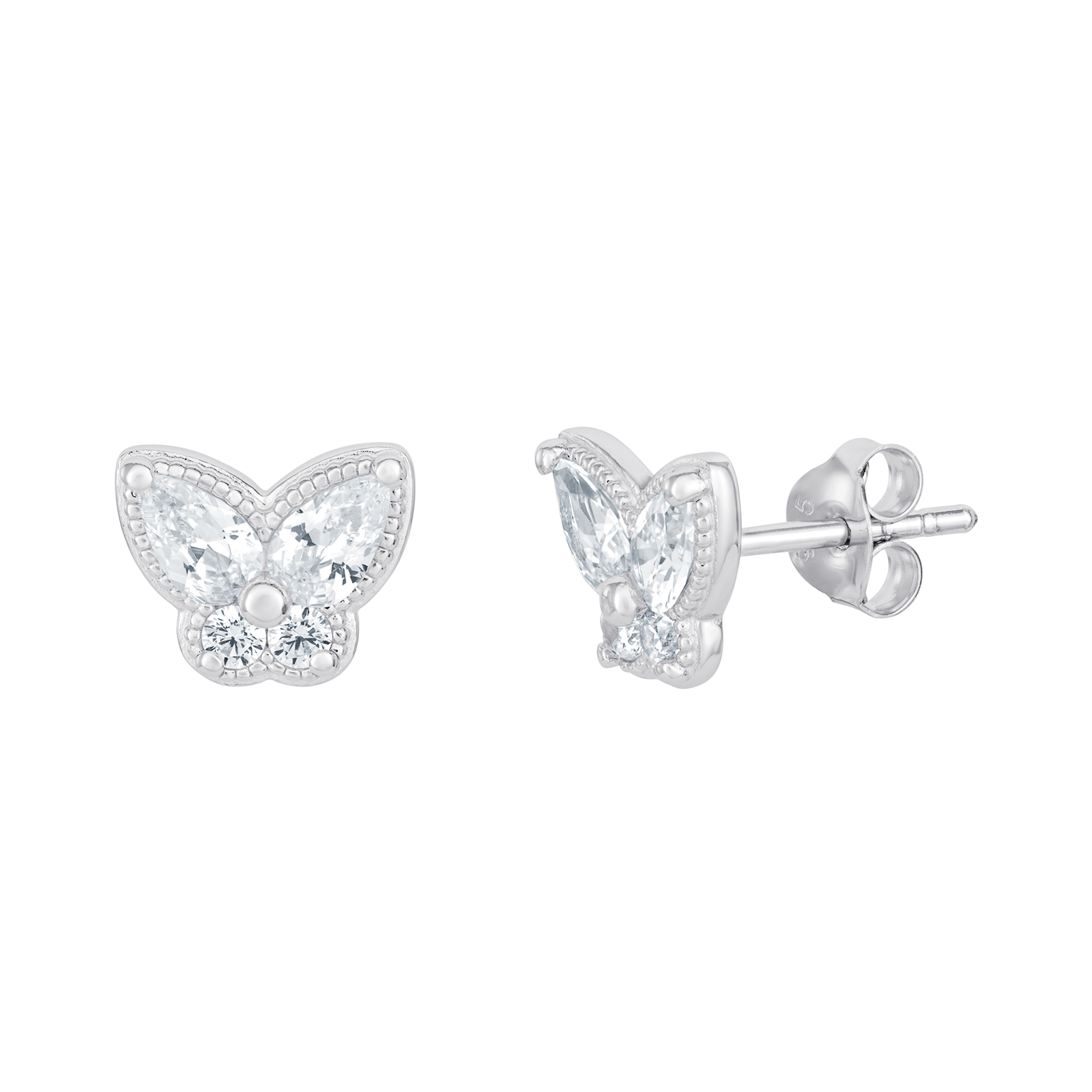 S/S R/P CZ Butterfly Stud Earrings