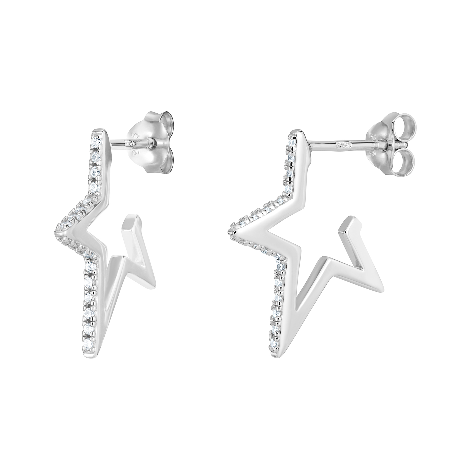 S/S CZ R/P Star Earrings