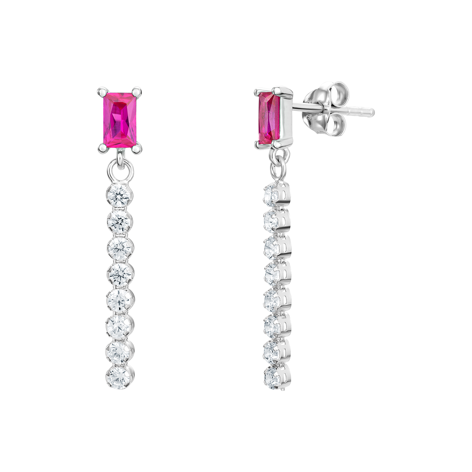 S/S CZ R/P Garnet Earrings