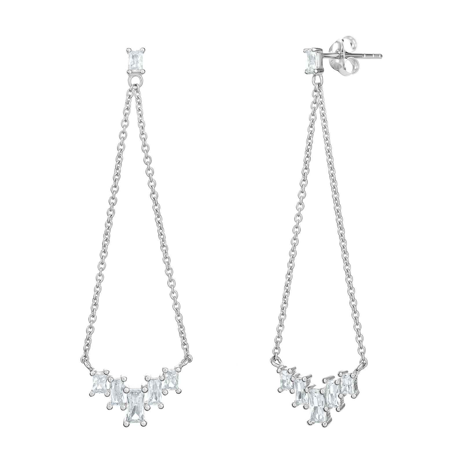 S/S R/P CZ Classic Chain Earrings