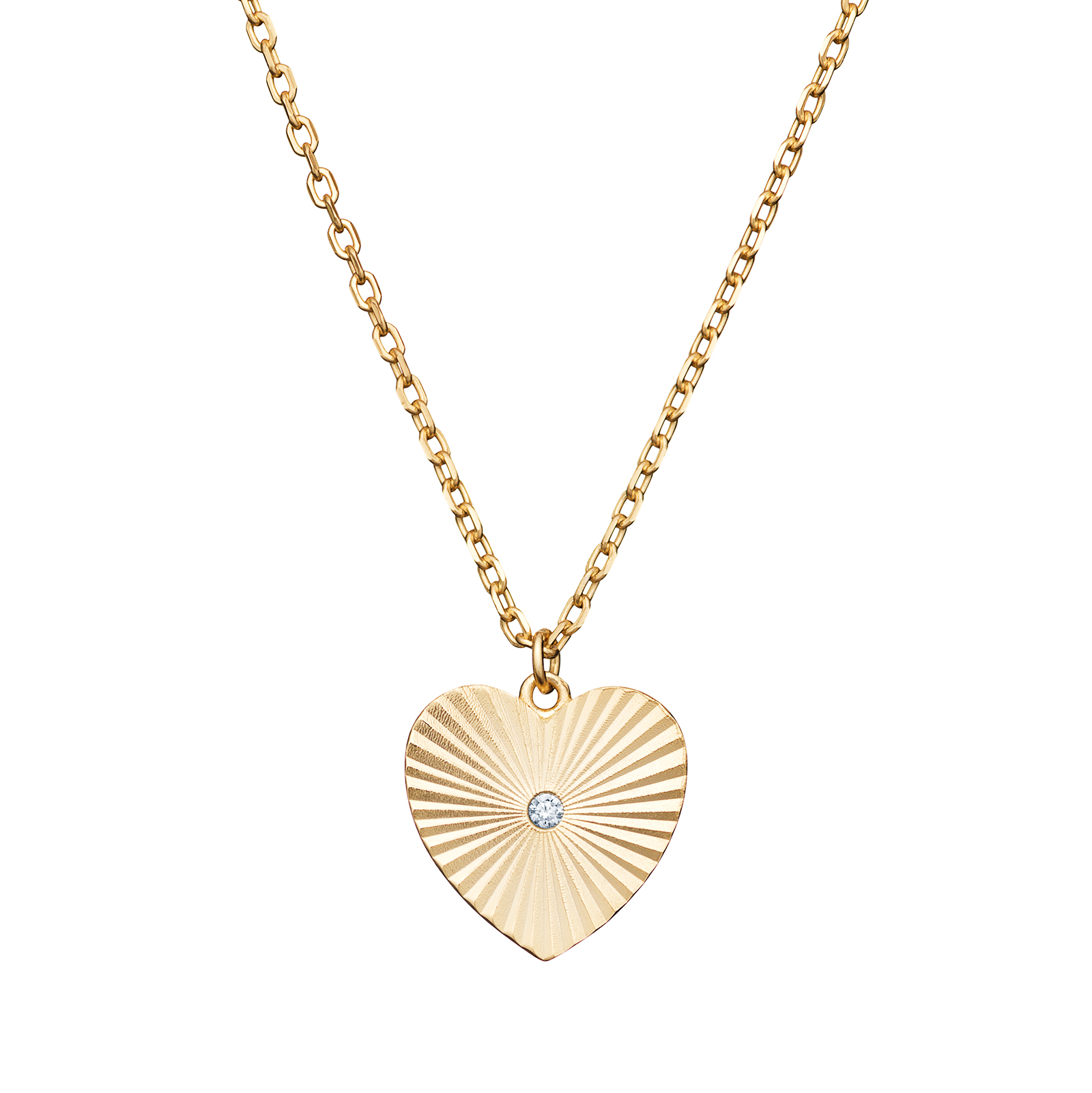 S/S G/P CZ Heart Necklace