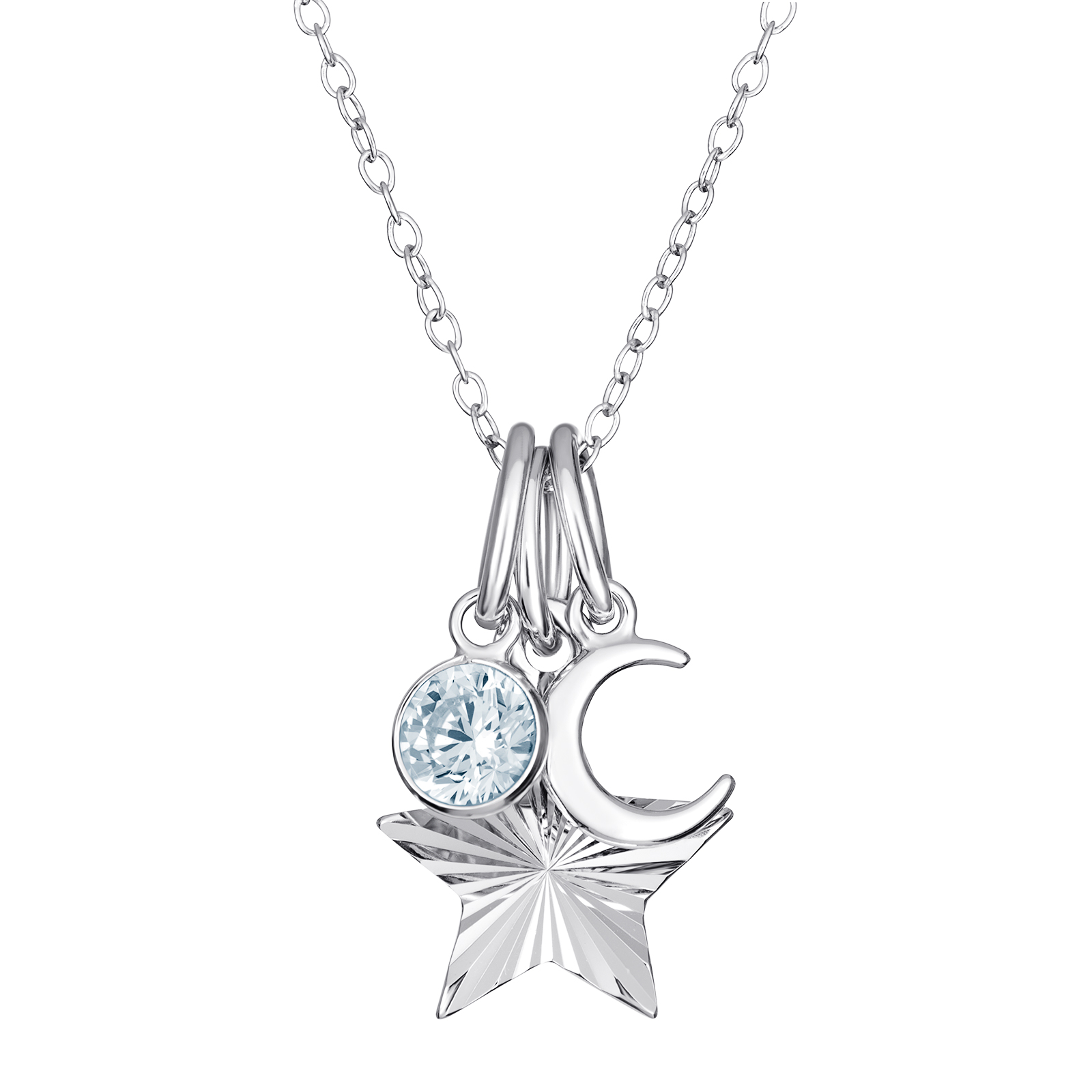 CZ Moon and Star Necklace