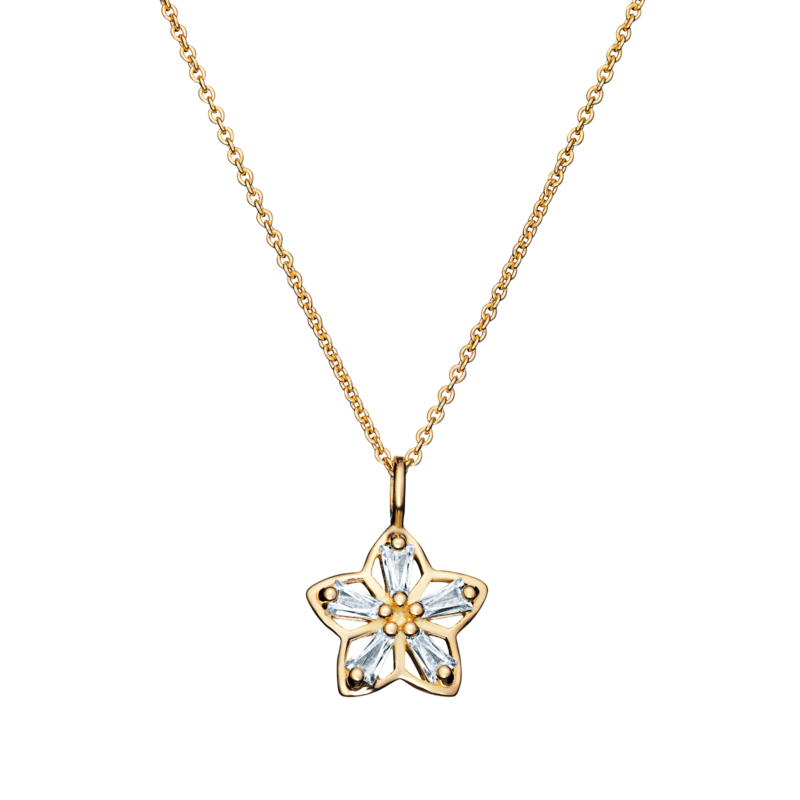 S/S G/P CZ Flower Necklace