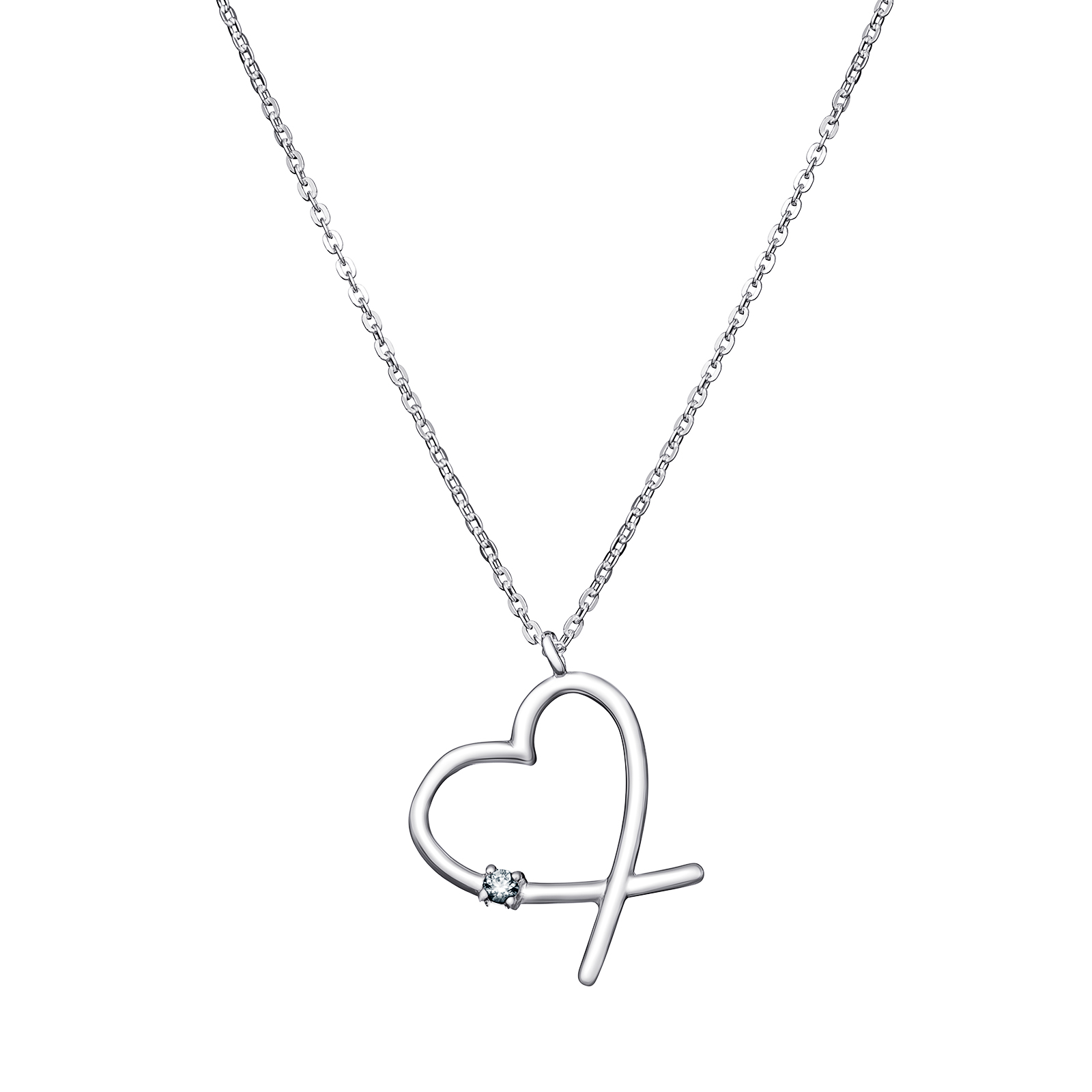 S/S CZ Heart Necklace