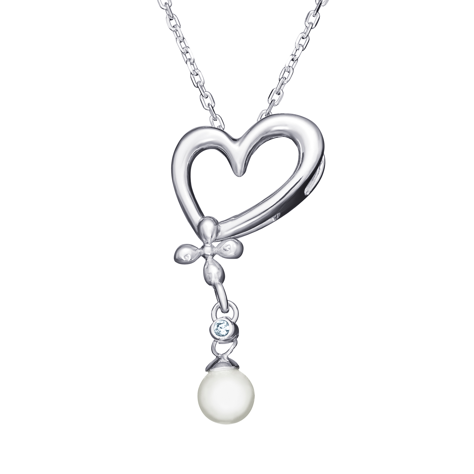 Heart Cross Pearl Necklace