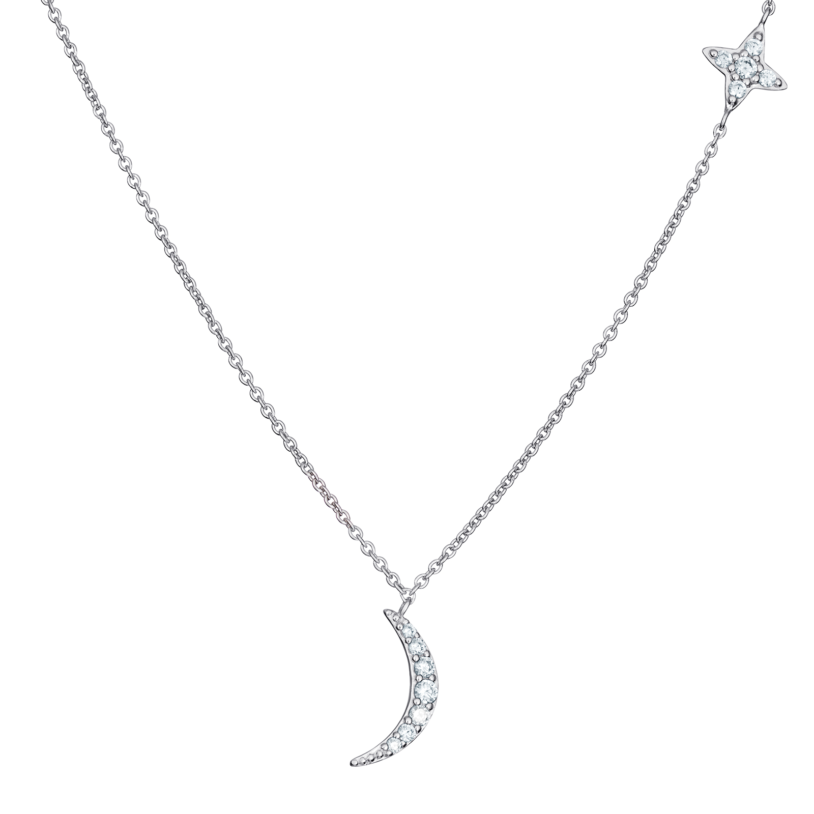 CZ R/P Moon Star Necklace