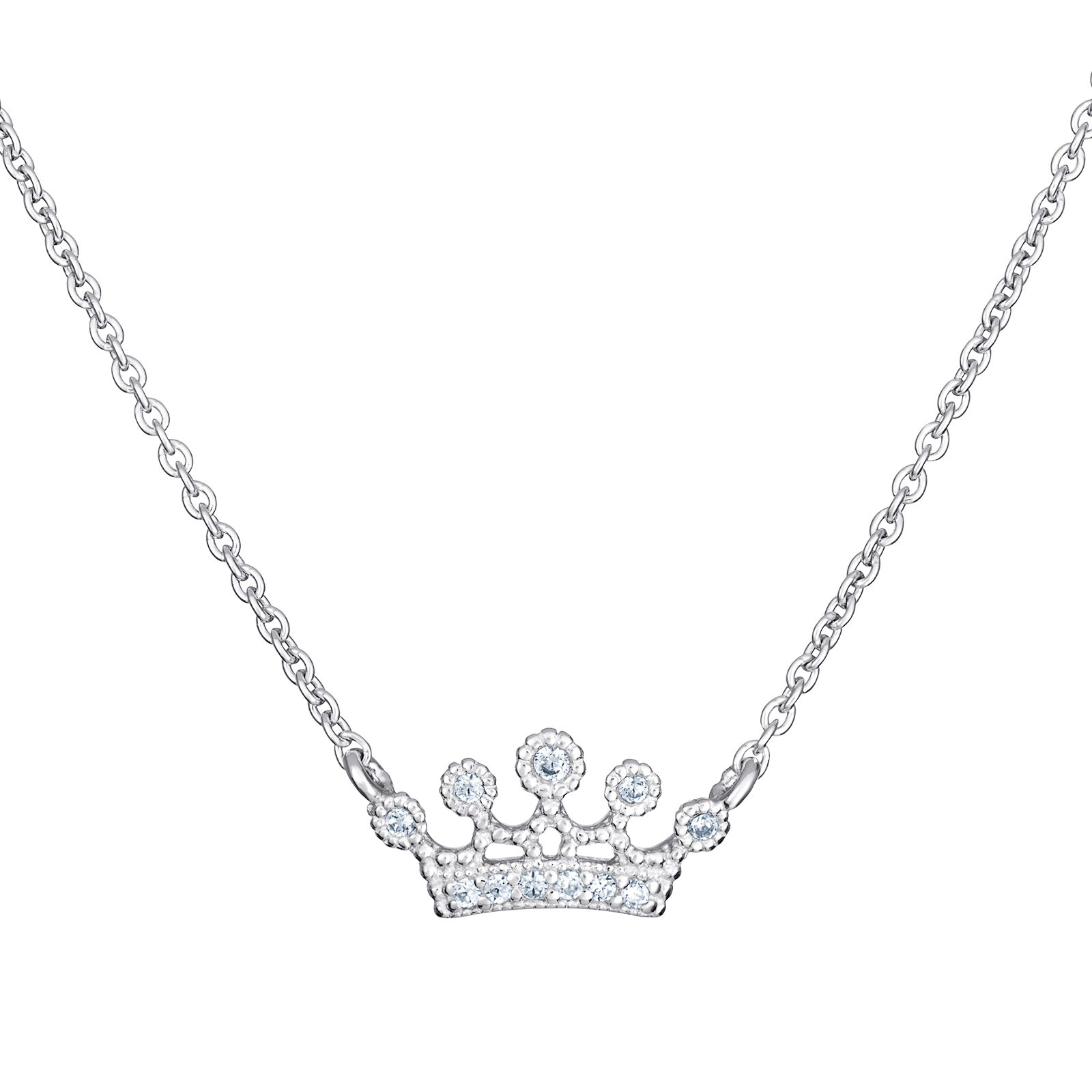 S/S CZ Crown Necklace