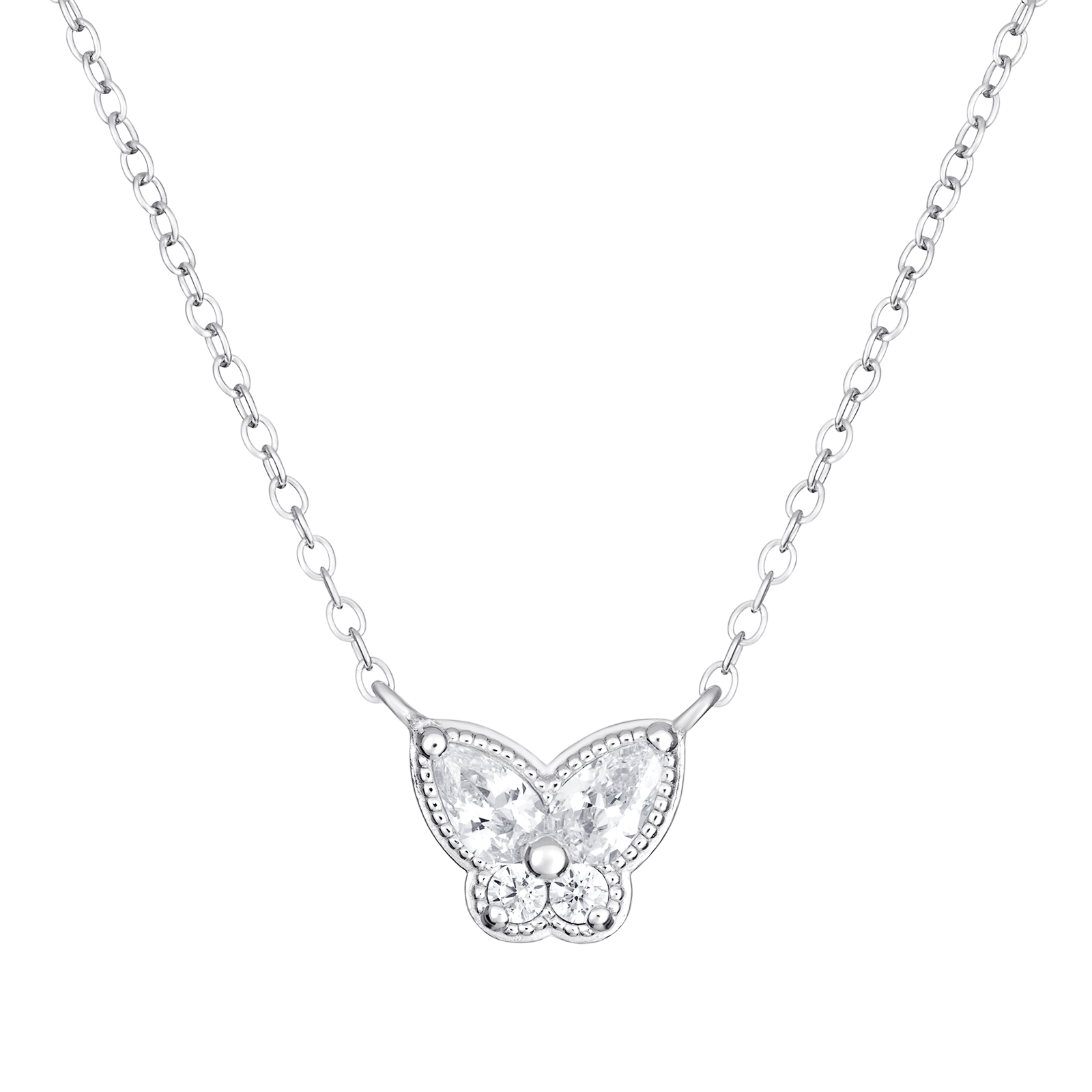 S/S R/P CZ Butterfly Necklace