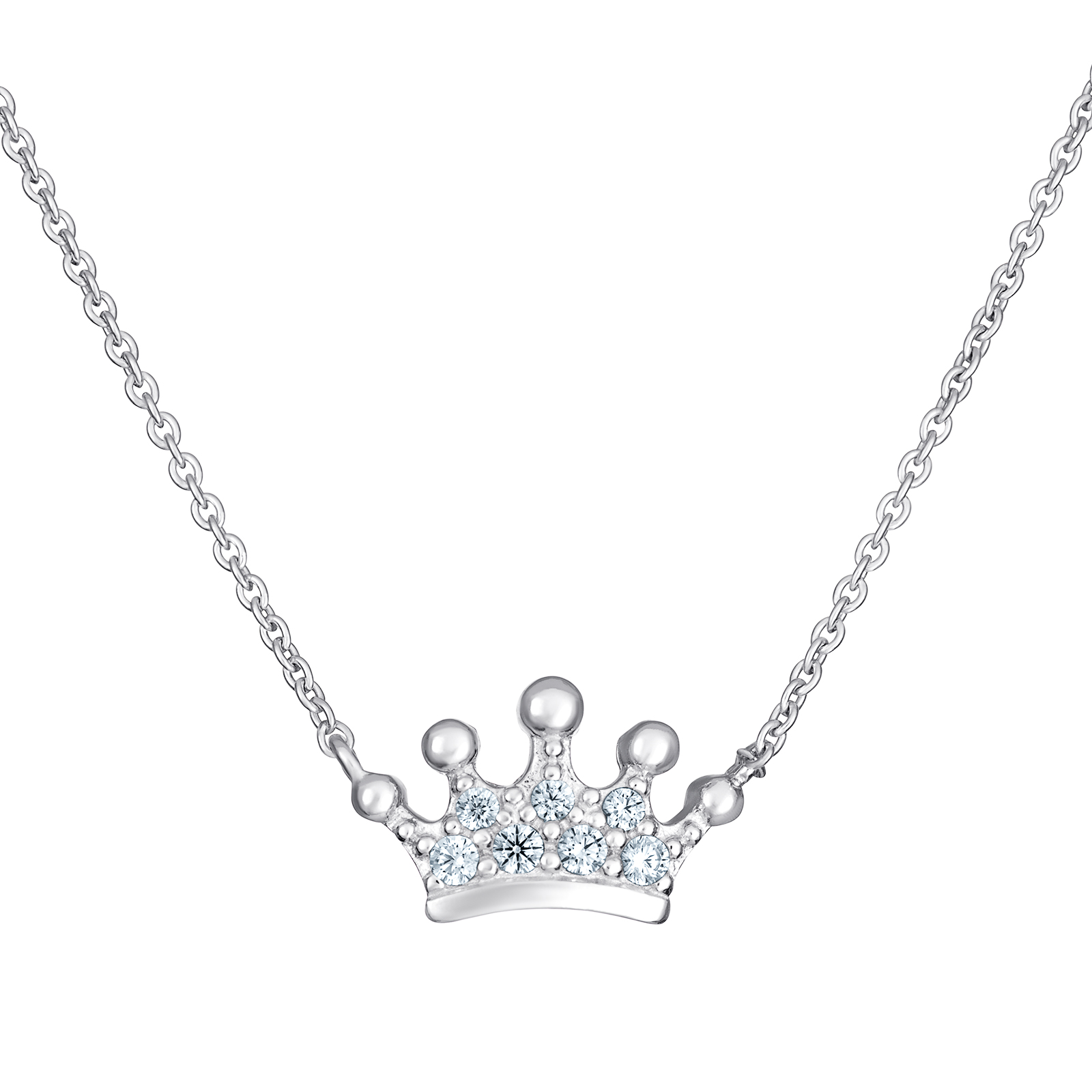 S/S R/P CZ Crown Necklace