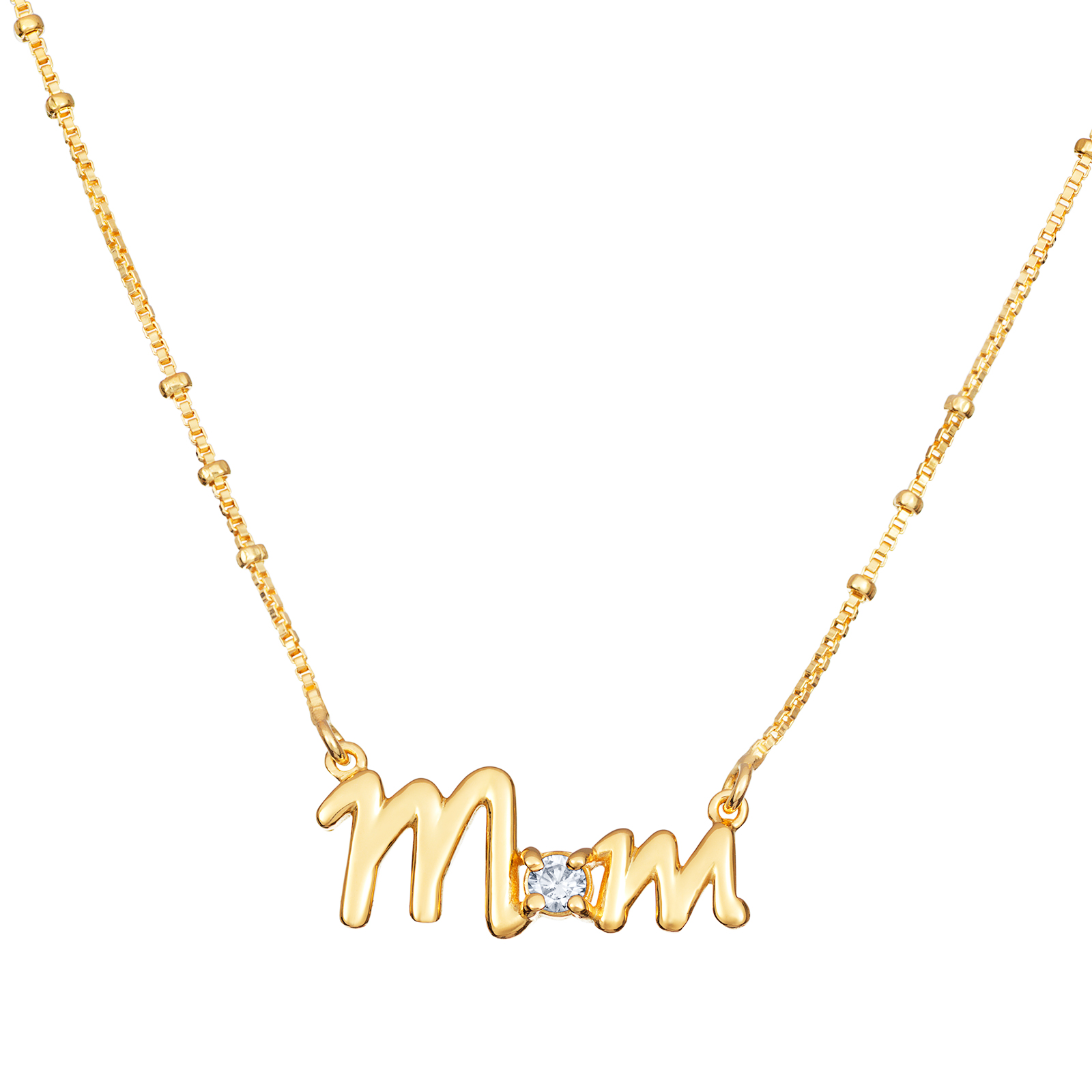 S/S G/P CZ Mum Beaded Necklace