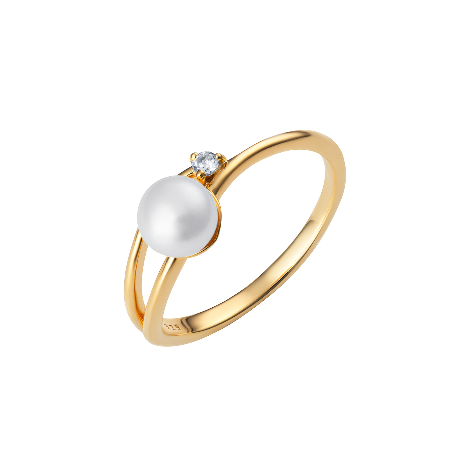 CZ Pearl Gold Plated Ring