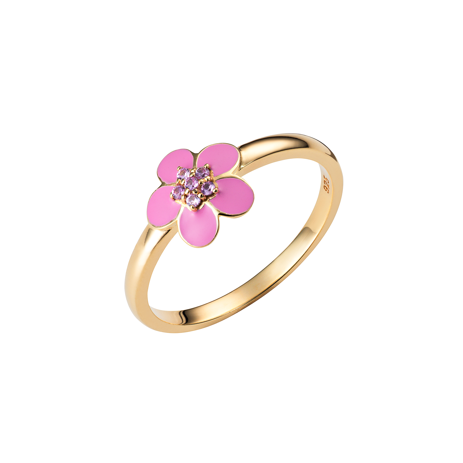 S/S CZ Coloured Flower Ring