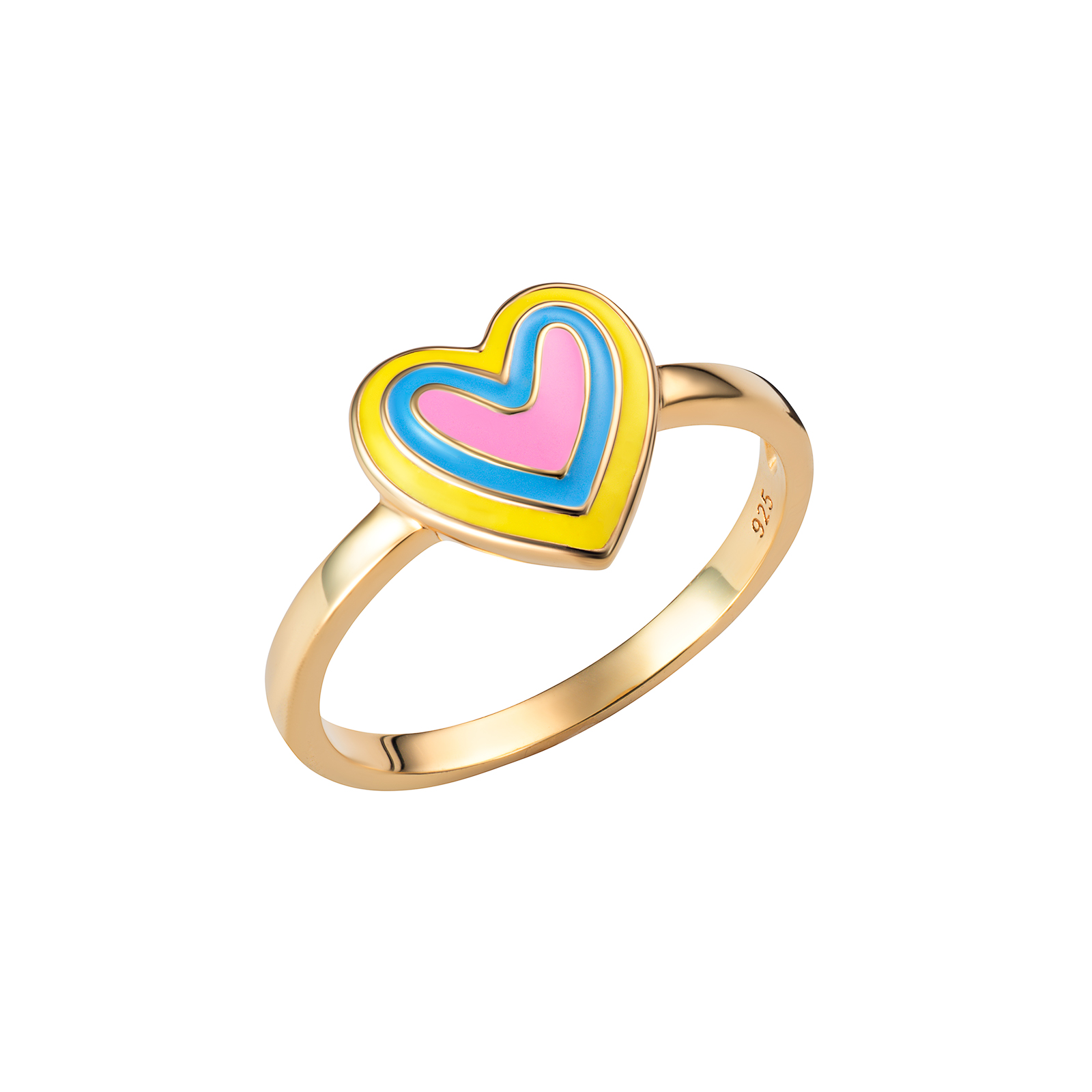 S/S G/P Coloured Heart Ring